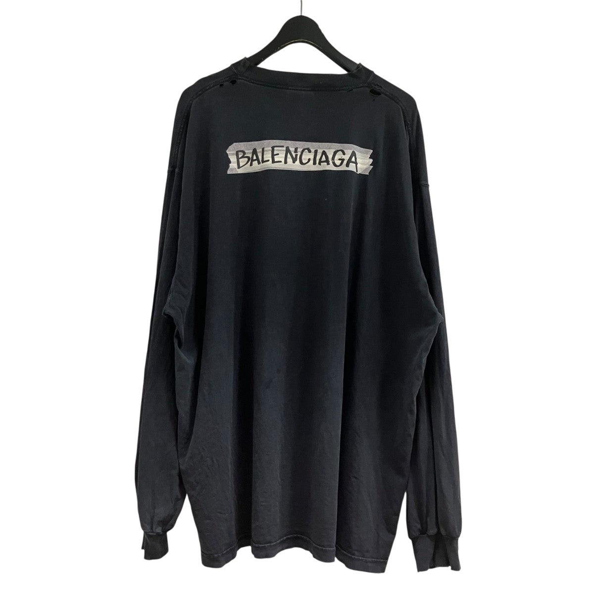 BALENCIAGA ダメージ加工テープロゴカットソー ロングスリーブTシャツ 古着・中古-4枚目のアイテム画像
