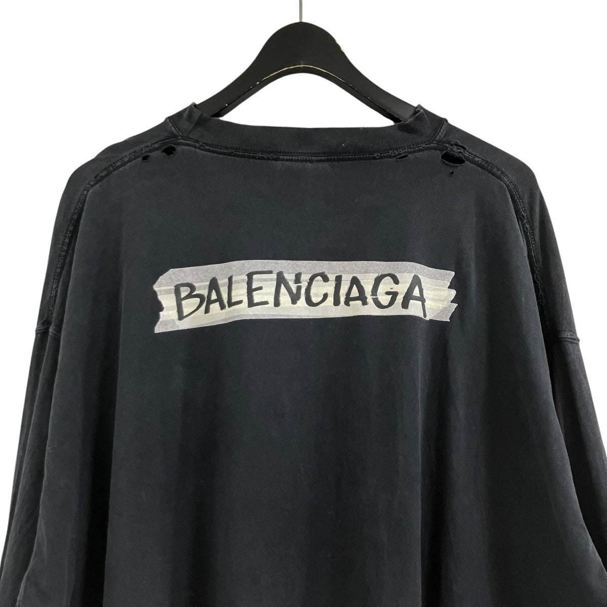 BALENCIAGA ダメージ加工テープロゴカットソー ロングスリーブTシャツ 古着・中古-5枚目のアイテム画像