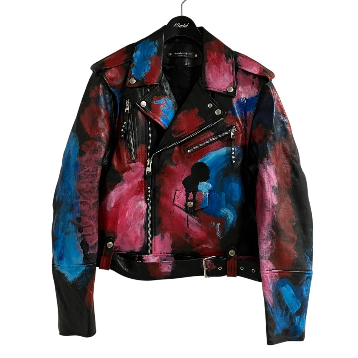 ALEXANDER McQUEEN スプレーペイントレザージャケット 古着・中古-1枚目のアイテム画像