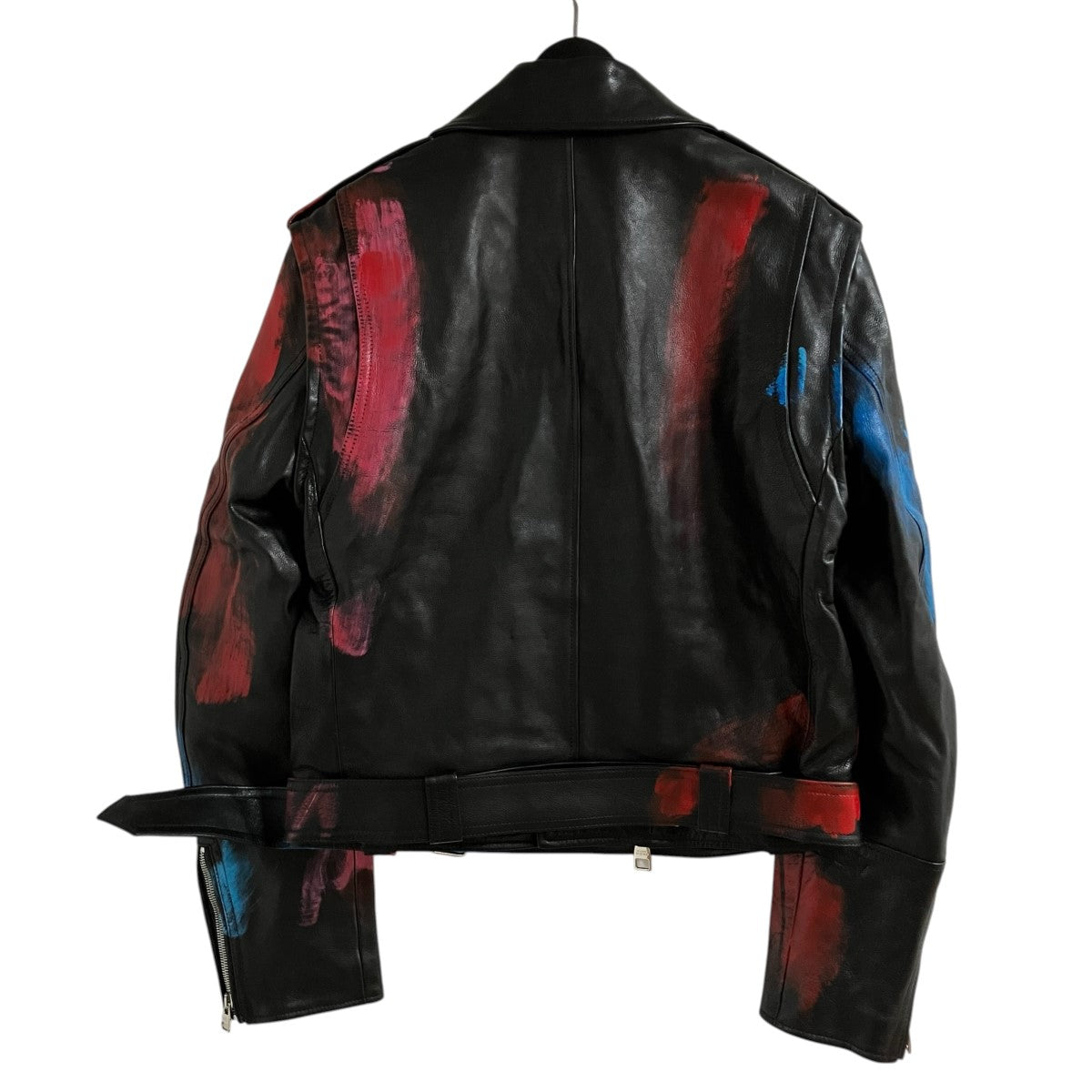 ALEXANDER McQUEEN スプレーペイントレザージャケット 古着・中古-3枚目のアイテム画像