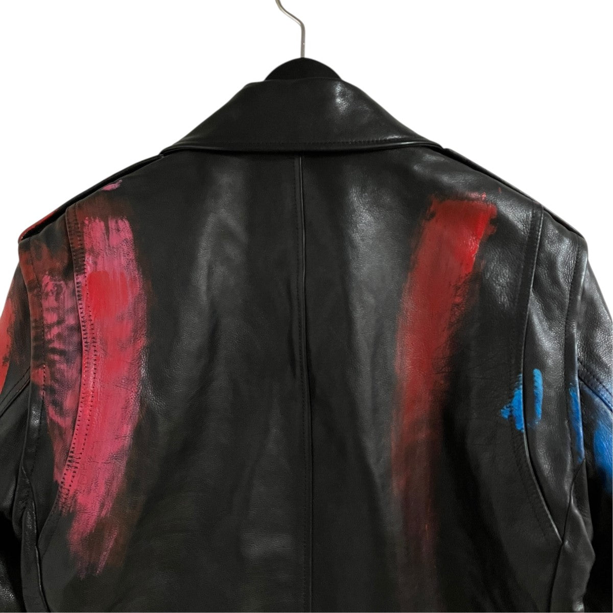 ALEXANDER McQUEEN スプレーペイントレザージャケット 古着・中古-4枚目のアイテム画像