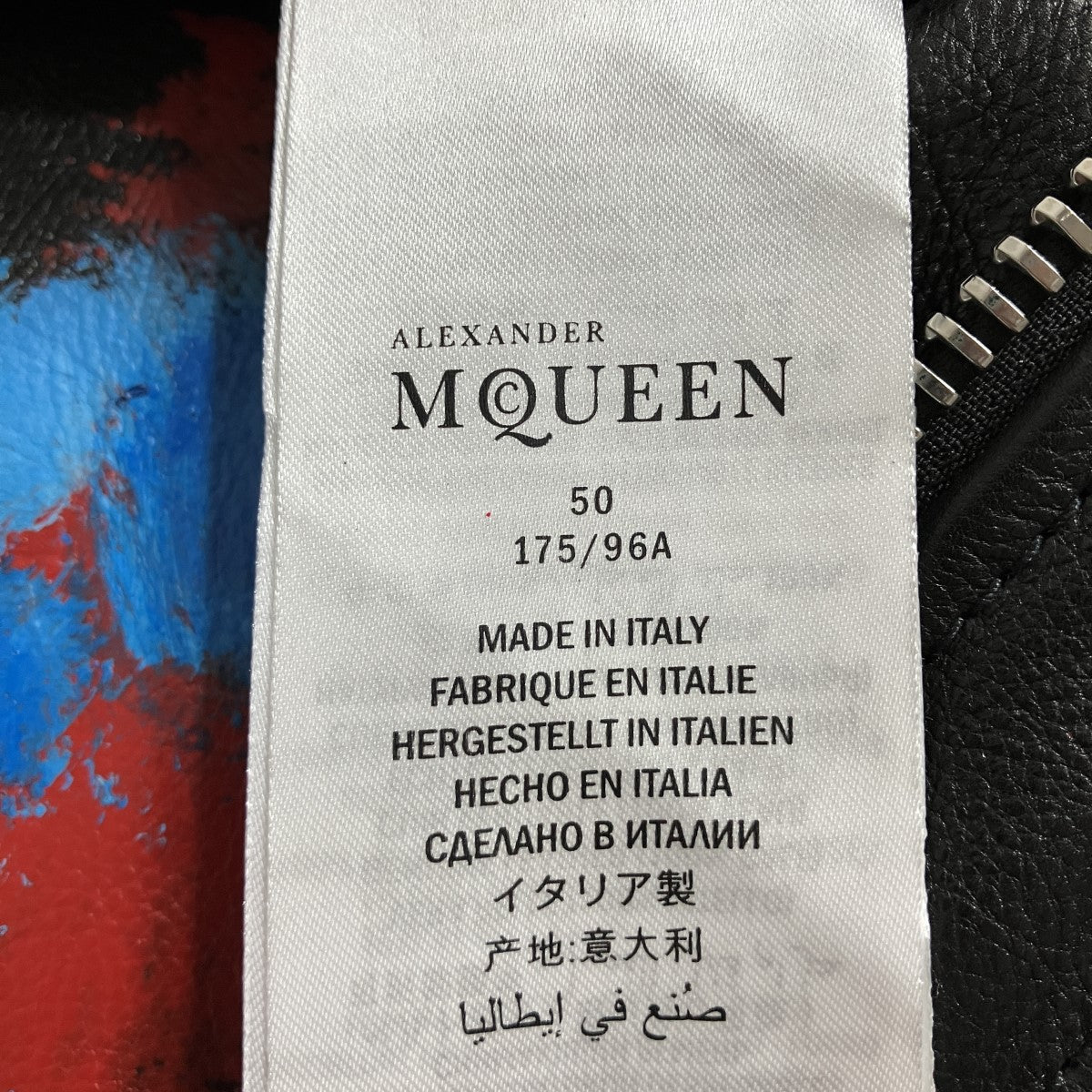 ALEXANDER McQUEEN スプレーペイントレザージャケット 古着・中古-5枚目のアイテム画像