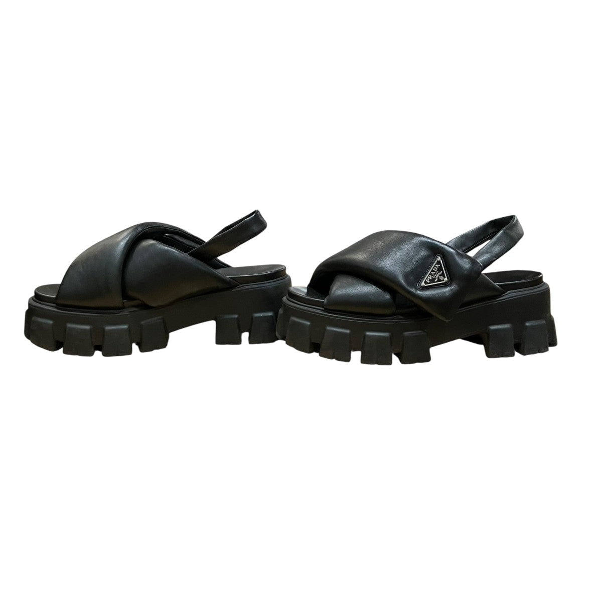 PRADA モノリストライアングルロゴナッパレザーサンダル 古着・中古-3枚目のアイテム画像