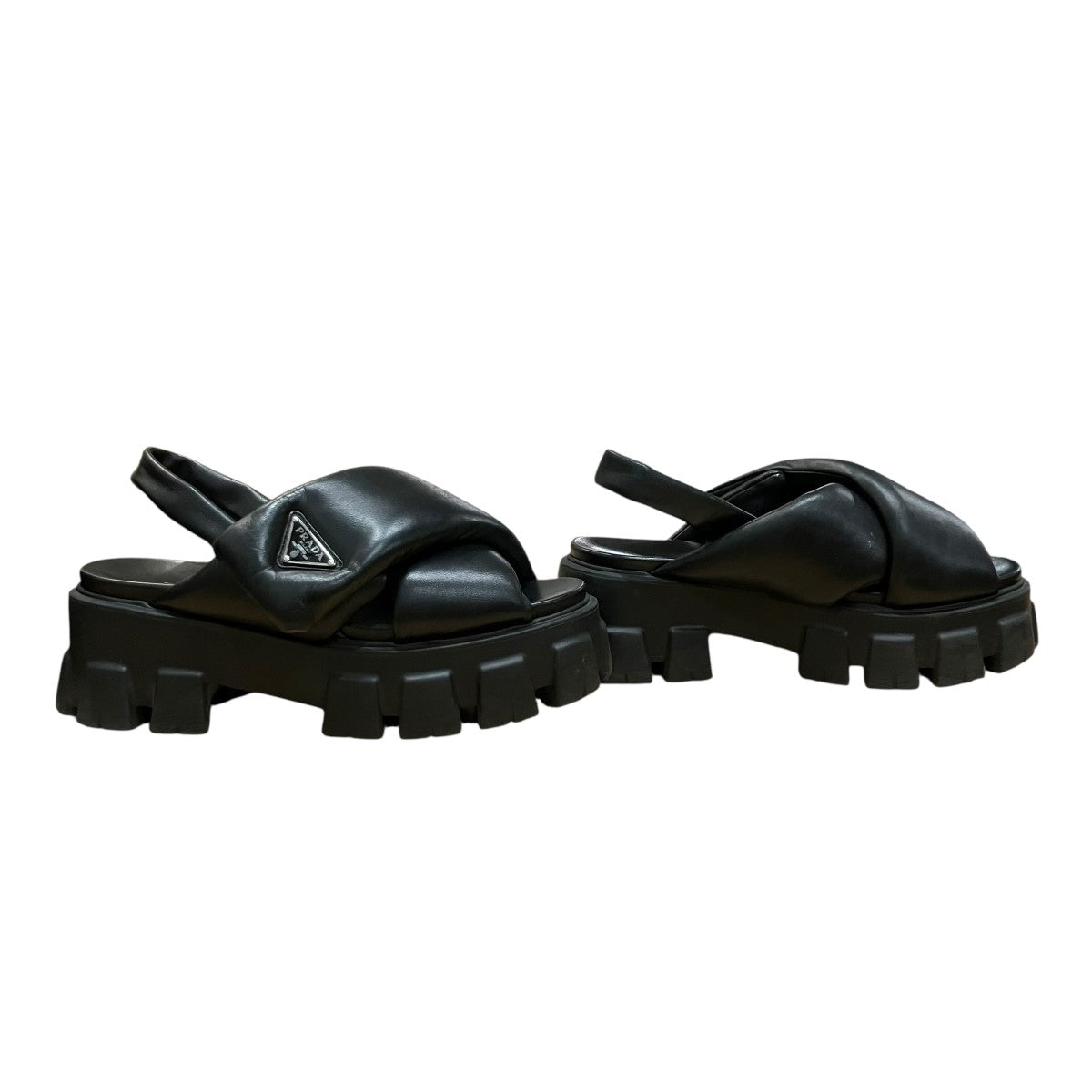 PRADA モノリストライアングルロゴナッパレザーサンダル 古着・中古-4枚目のアイテム画像
