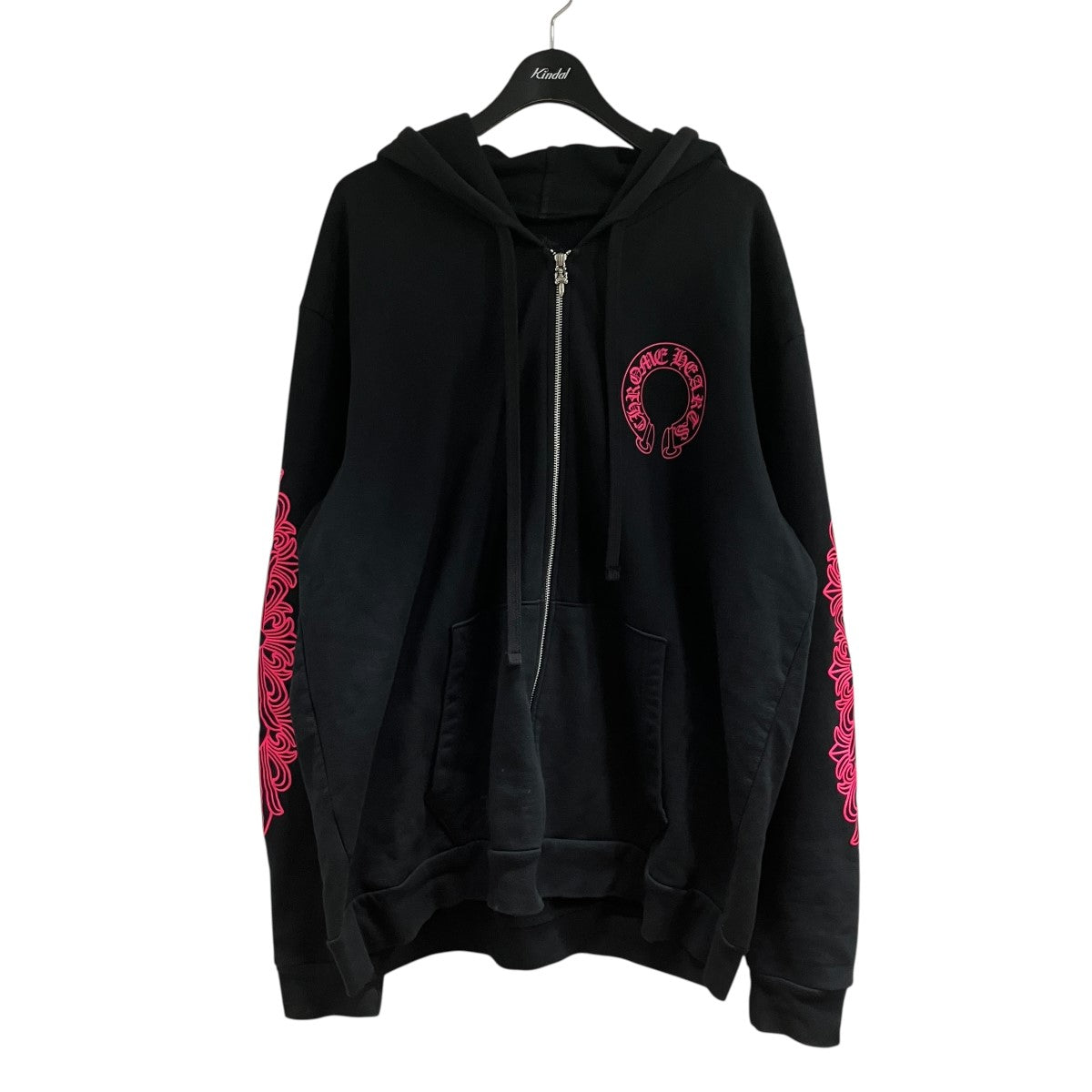 CHROME HEARTS ホースシュープリント袖フローラルジップアップパーカー 古着・中古-1枚目のアイテム画像