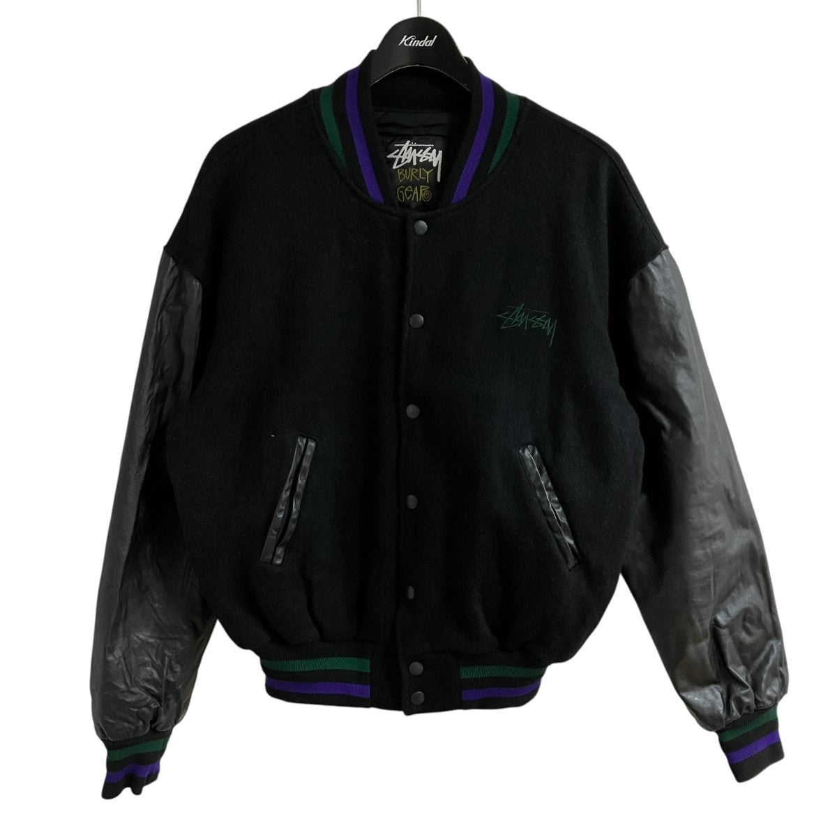 stussy レザー切替ワッペン付スタジャン 古着・中古-1枚目のアイテム画像