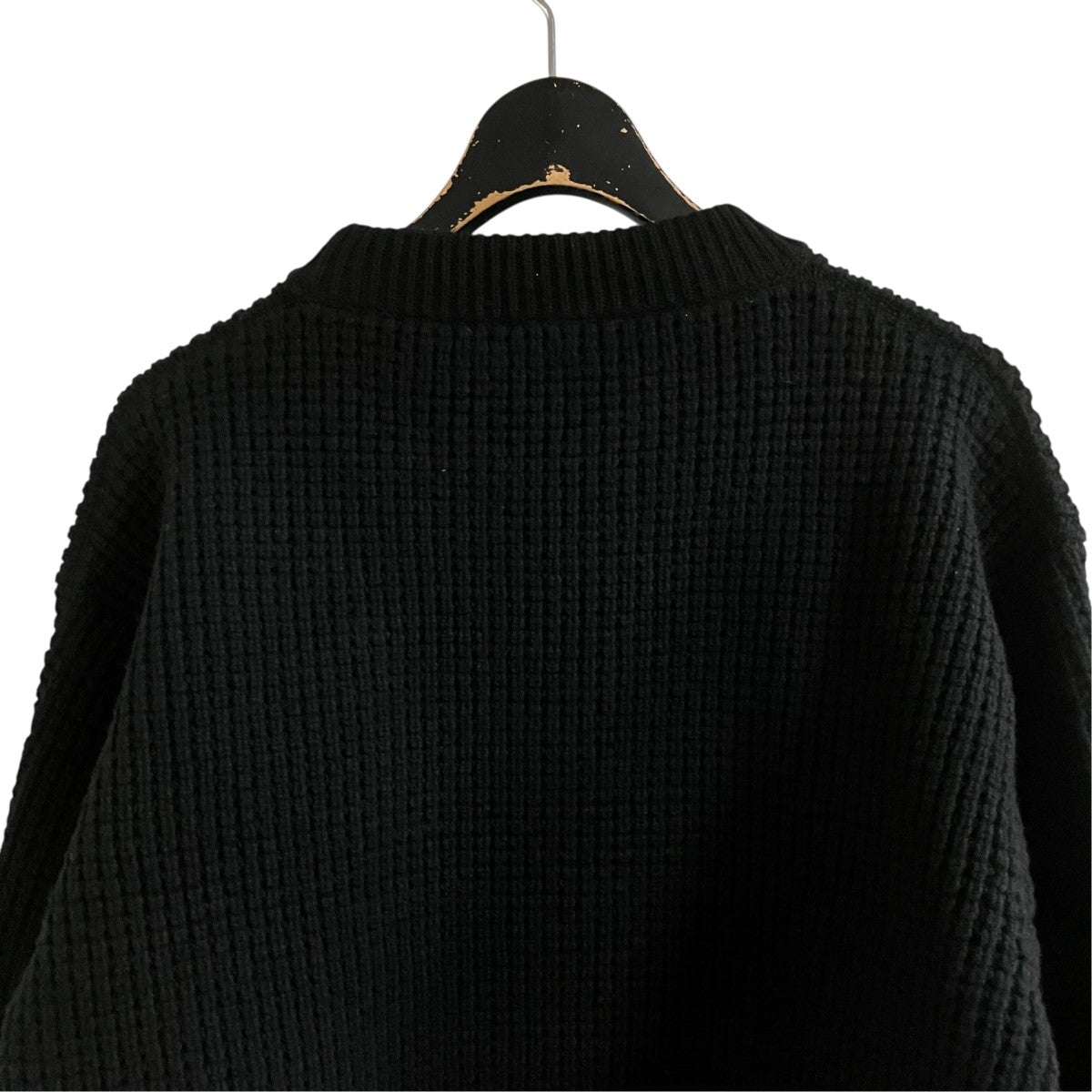 LOUIS VUITTON ウール x カシミヤ ロゴレザーパッチニットセーター 古着・中古-4枚目のアイテム画像
