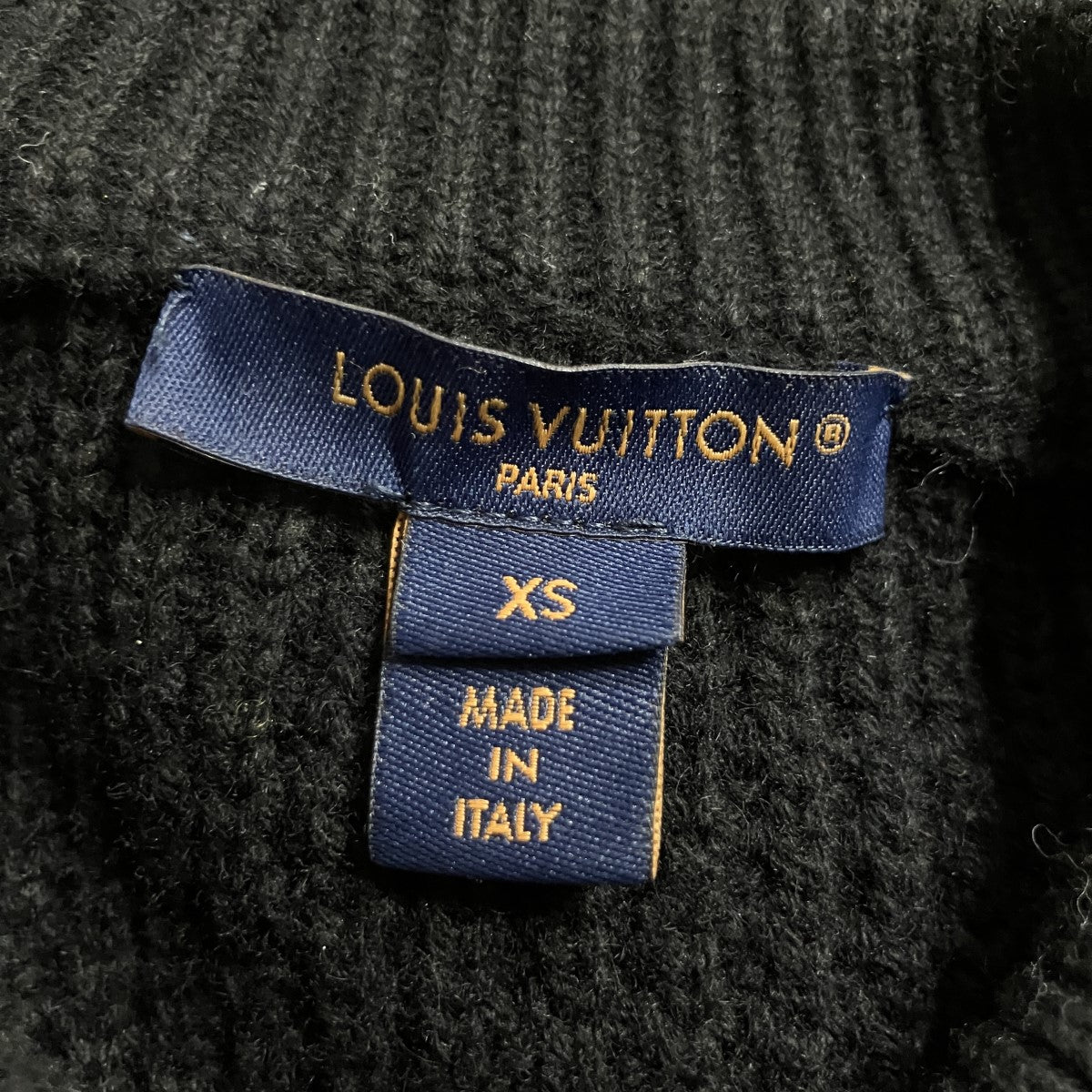 LOUIS VUITTON ウール x カシミヤ ロゴレザーパッチニットセーター 古着・中古-5枚目のアイテム画像