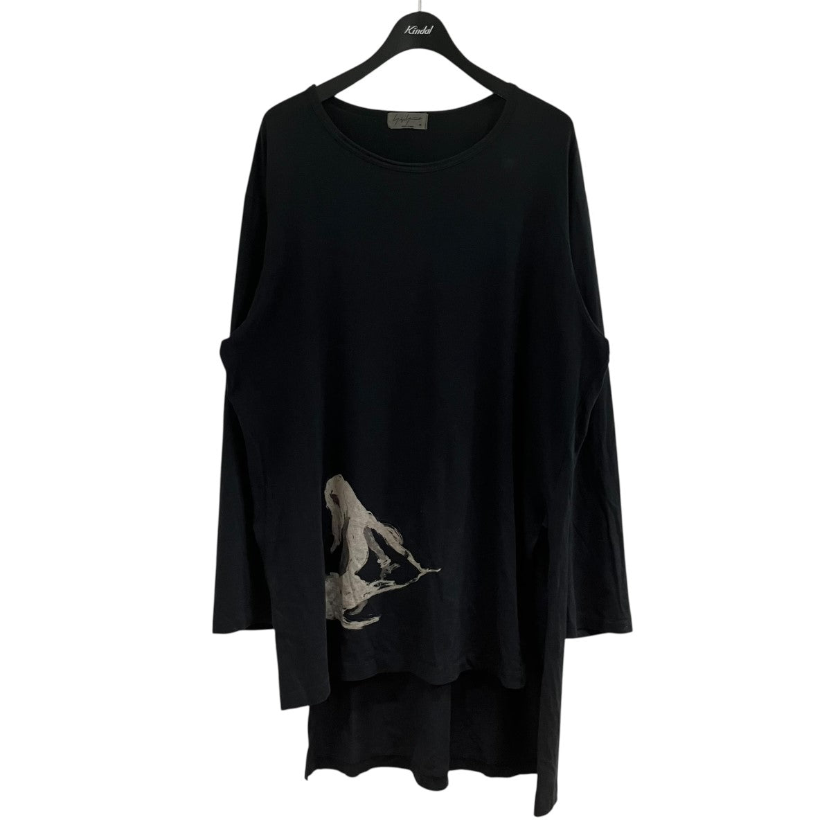 Yohji Yamamoto pour homme 丸首ロング裸女プリントTシャツ カットソー 古着・中古-1枚目のアイテム画像