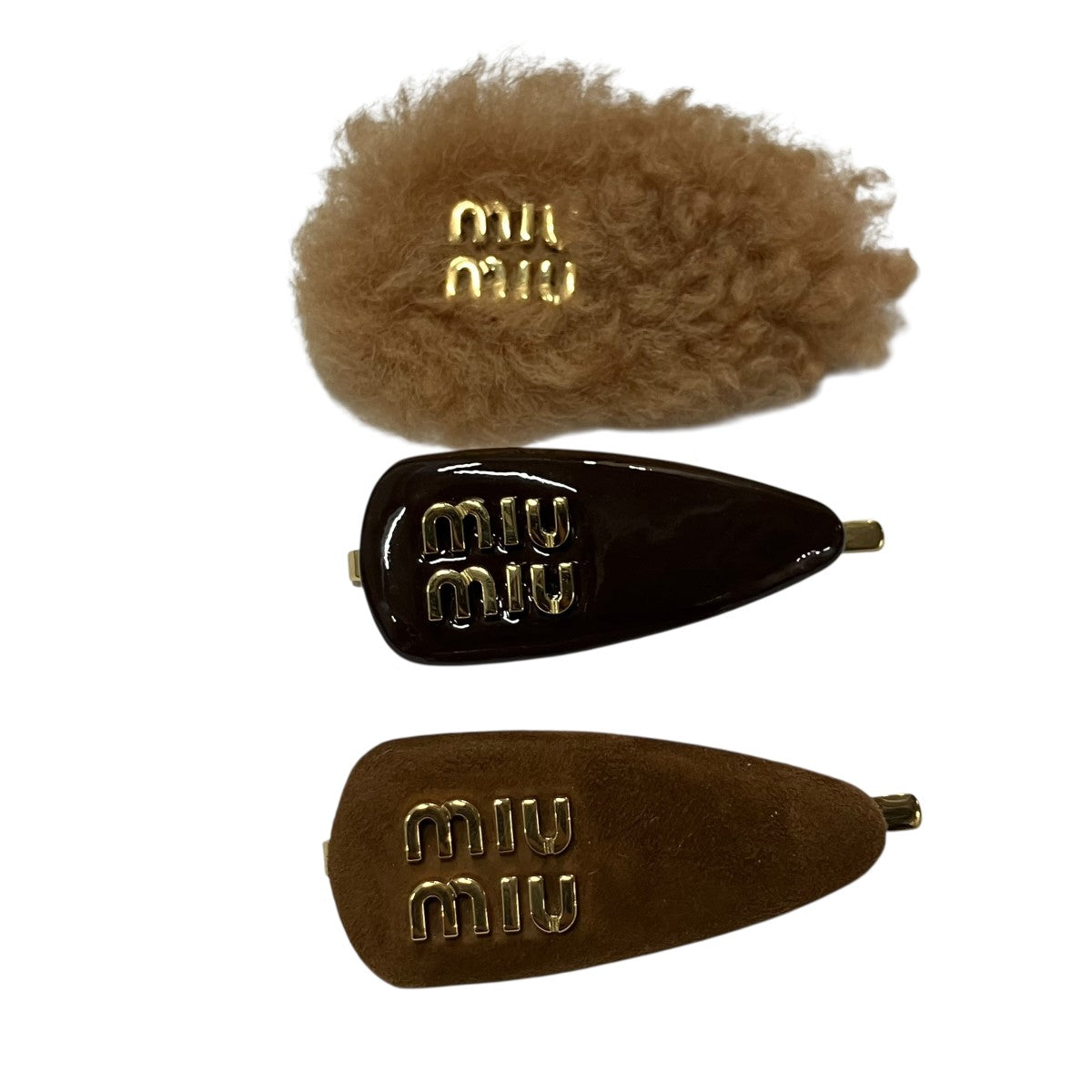 MIU MIU ロゴヘアクリップセット パテンドxスエードxシアリング 古着・中古-2枚目のアイテム画像