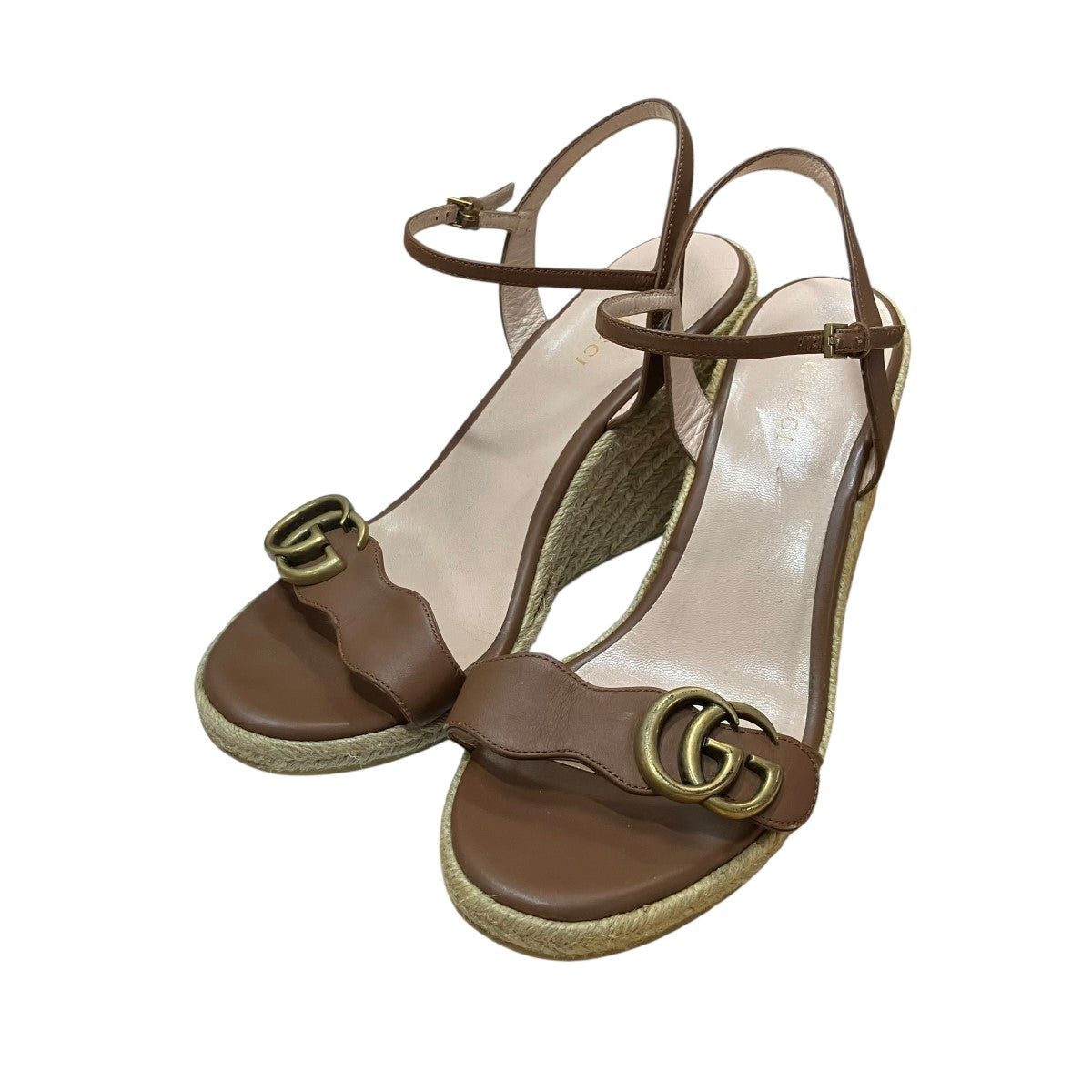 GUCCI GGマーモント レザー ウェッジソールサンダル 古着・中古-1枚目のアイテム画像