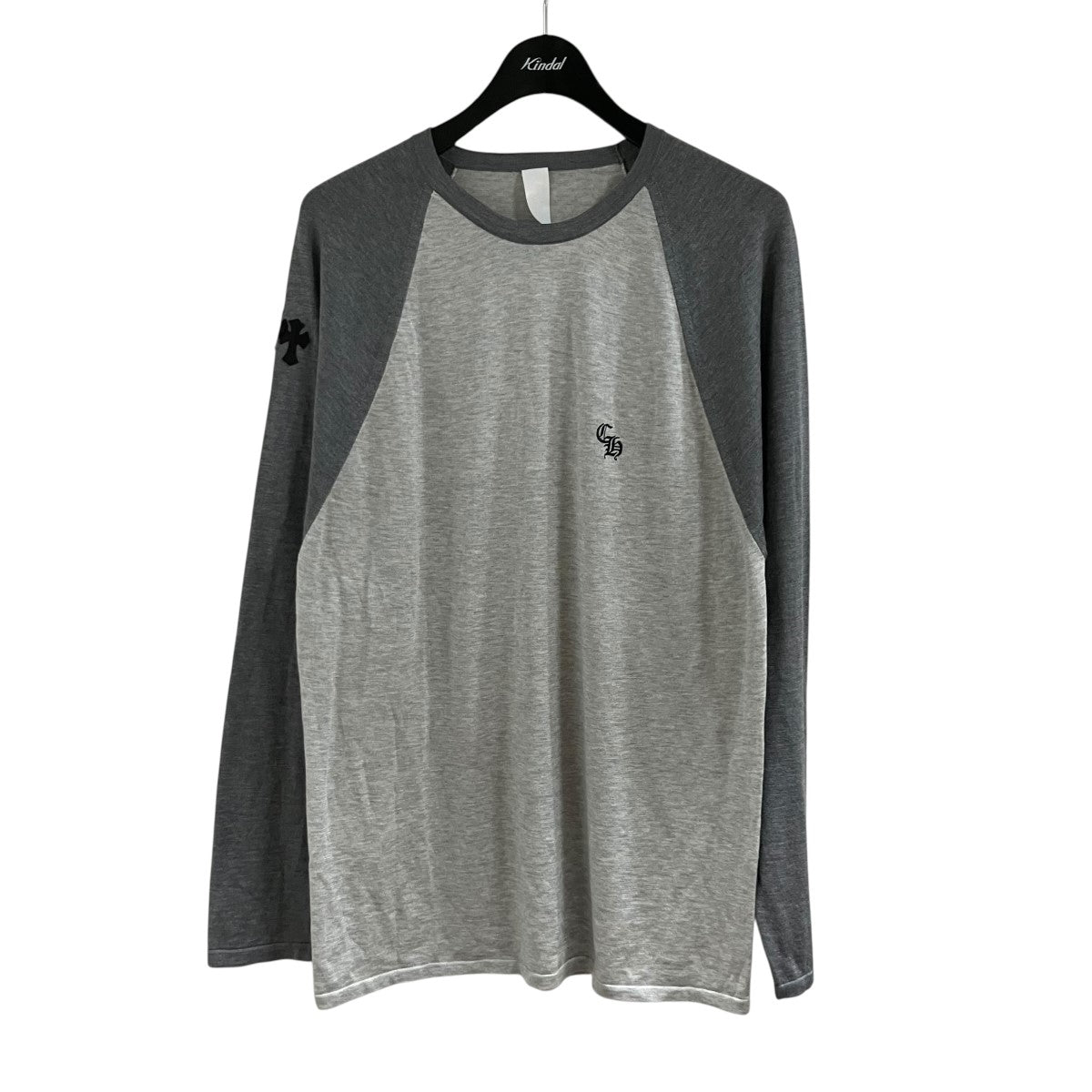 CHROME HEARTS ワイノット クロスパッチ ラグラン シルク x コットン ニットカットソー Tシャツ 古着・中古-1枚目のアイテム画像