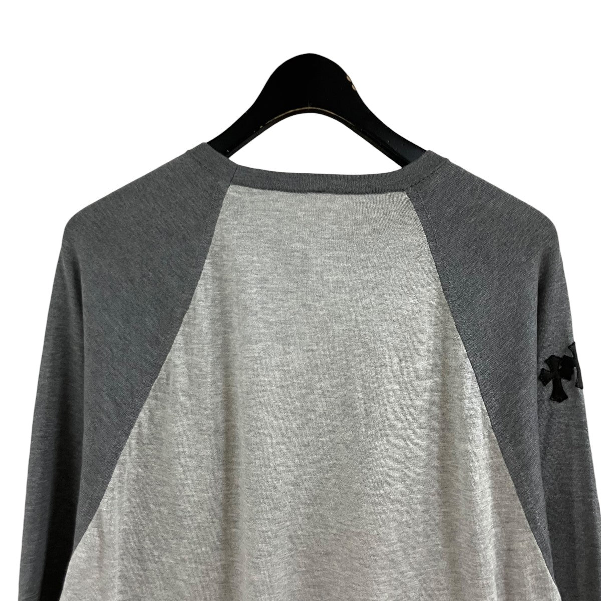 CHROME HEARTS ワイノット クロスパッチ ラグラン シルク x コットン ニットカットソー Tシャツ 古着・中古-4枚目のアイテム画像