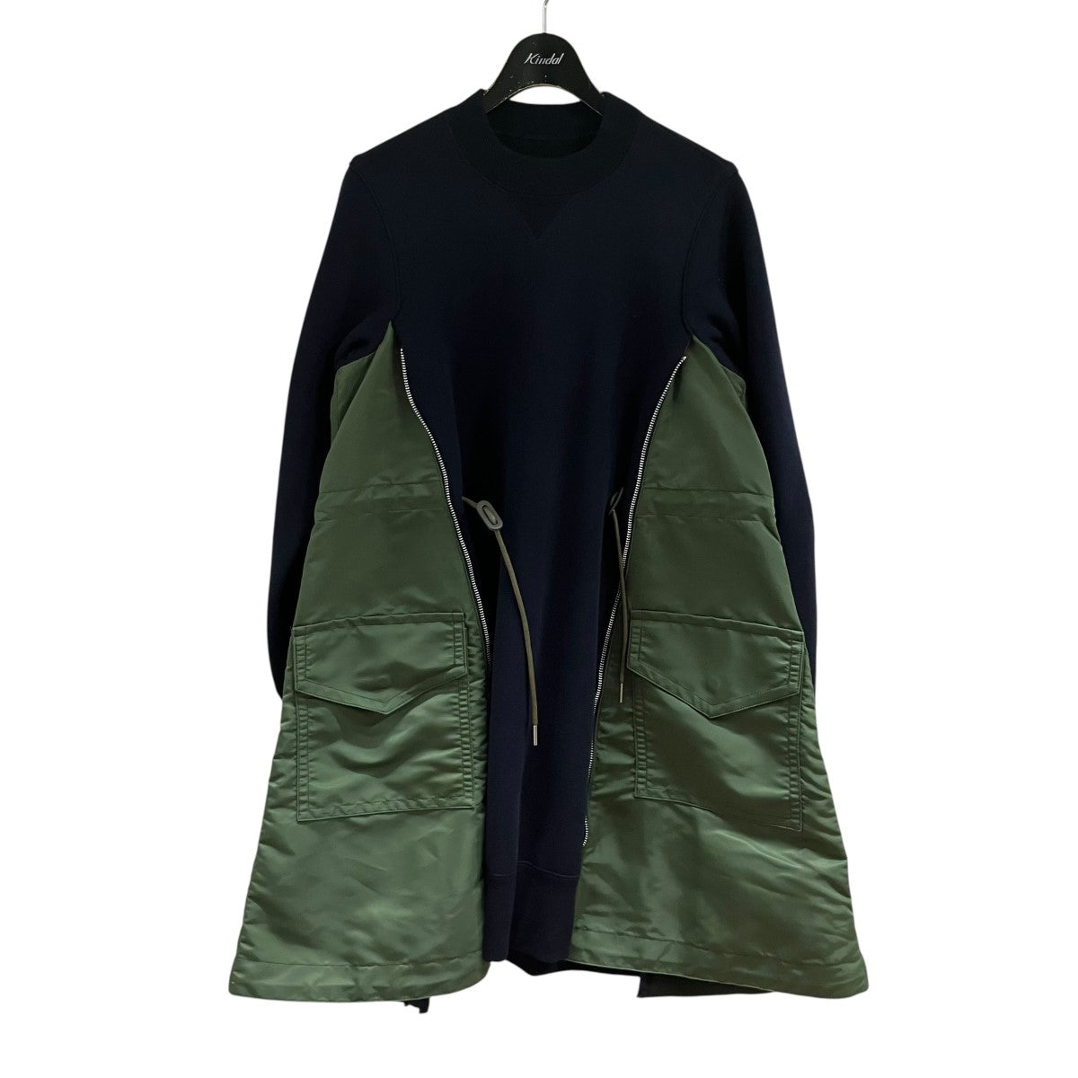sacai スポンジ スウェット ナイロンツイルドレス ワンピース 古着・中古-1枚目のアイテム画像