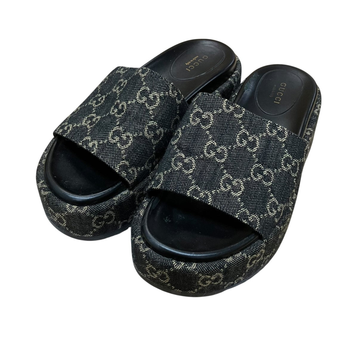 GUCCI GGデニム プラットフォームスライドサンダル 古着・中古-1枚目のアイテム画像