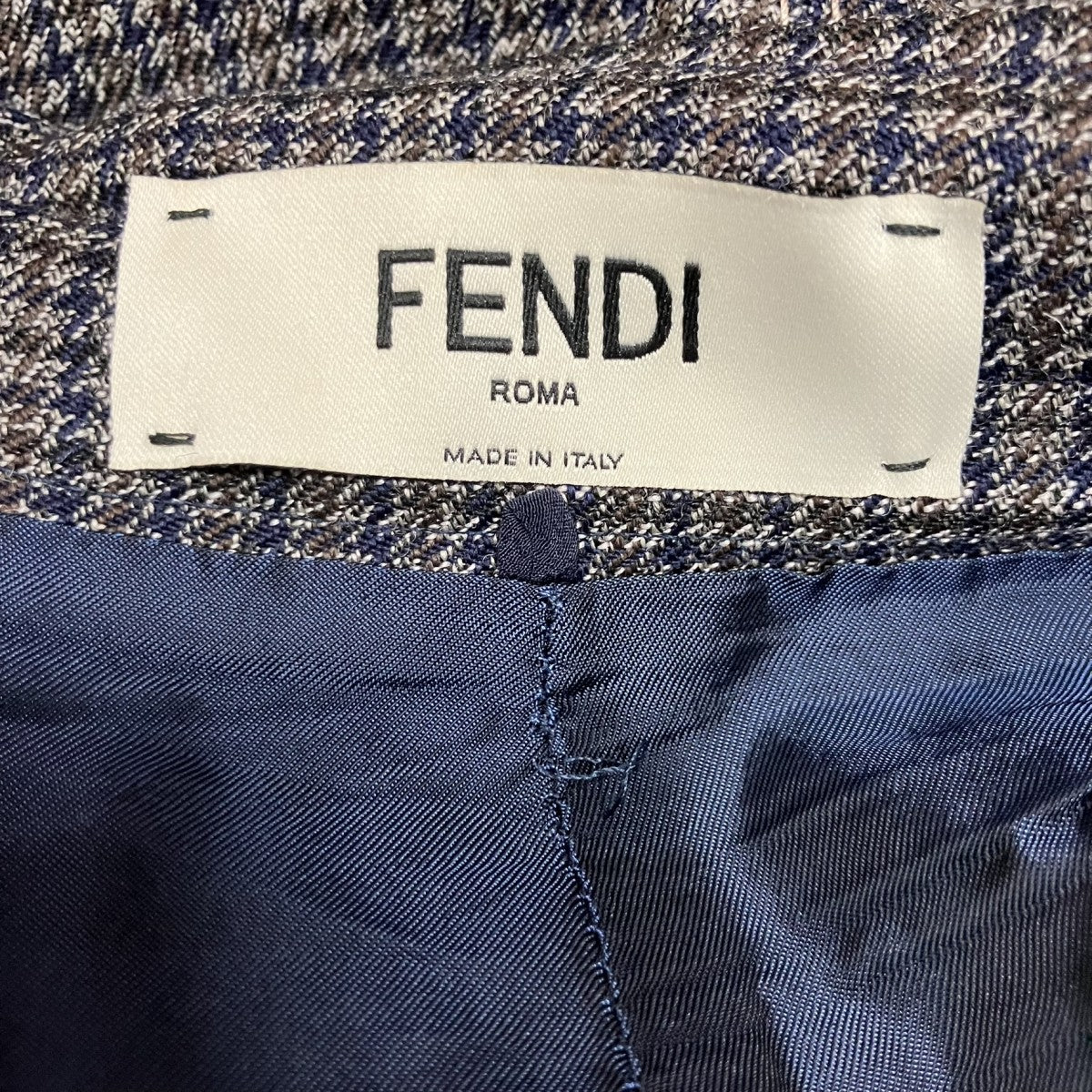 FENDI ウールチェックツイードミディスカート 古着・中古-5枚目のアイテム画像