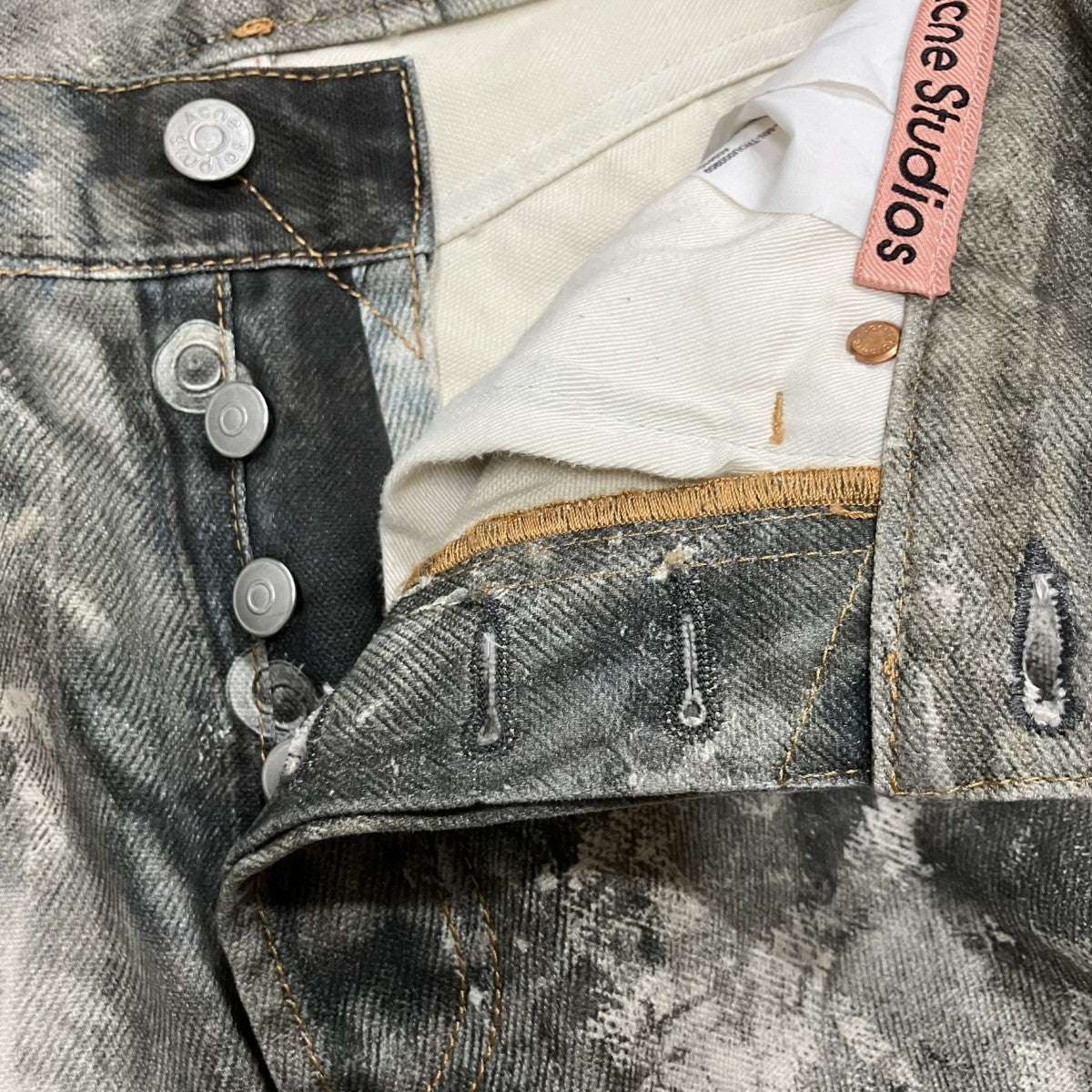 ACNE STUDIOS ペイントスプラッターデニム転写バギーロングパンツ 古着・中古-5枚目のアイテム画像