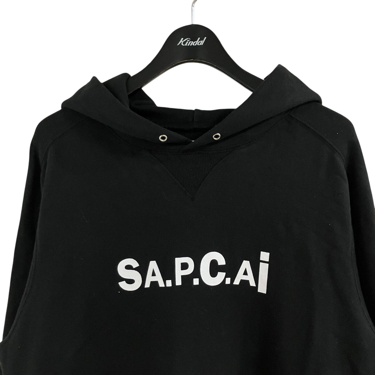 sacai×A．P．C． ロゴプルオーバーパーカー ブラック×ホワイト サイズ