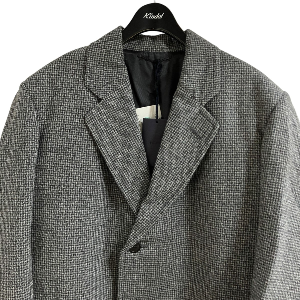 PRADA ハウンドトゥースチェックウールコート 古着・中古-2枚目のアイテム画像