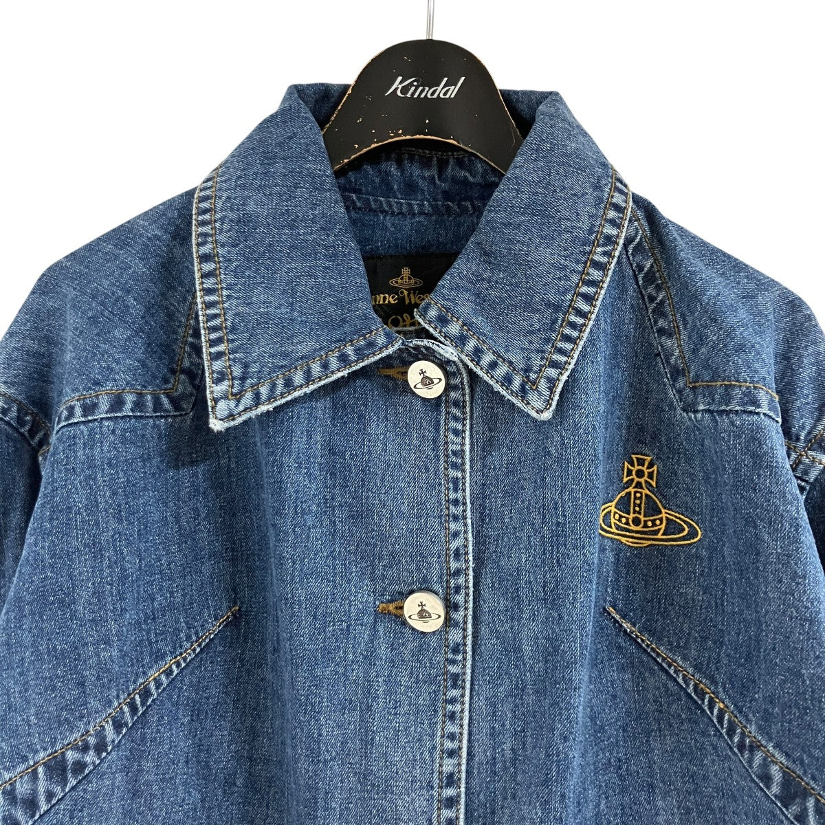 【美品】Vivienne ヴィヴィアン デニムジャケット オーブ インディゴ M Vivienne Westwood(ヴィヴィアンウエストウッド) オーブ刺繍デニム