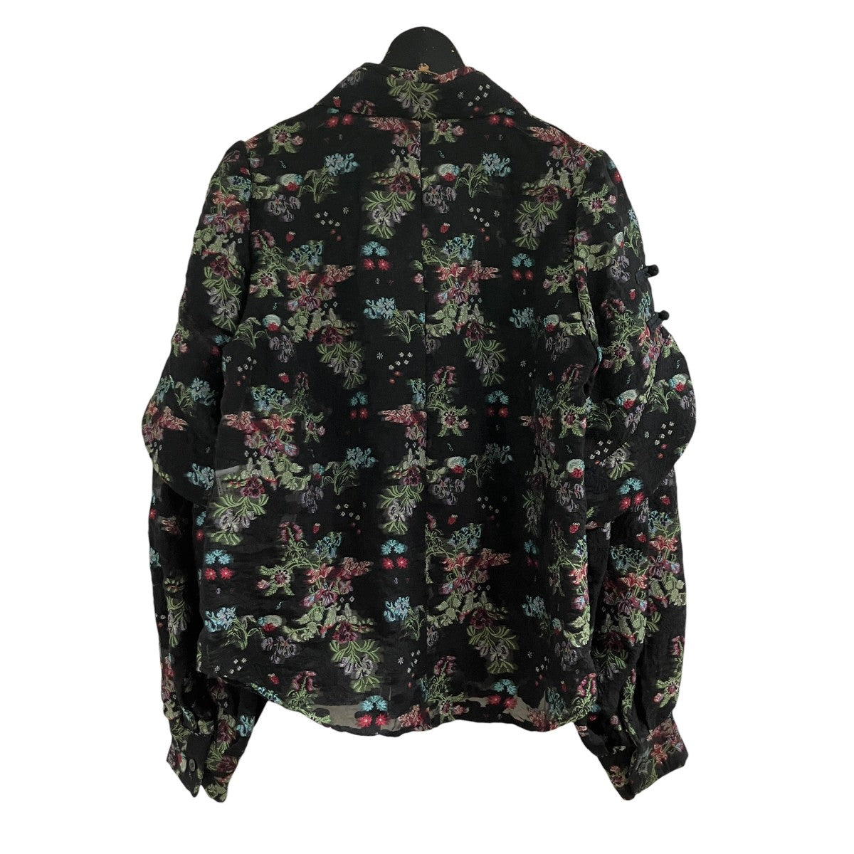 Tie-Neck Blouse フラワー刺繍ブラウス