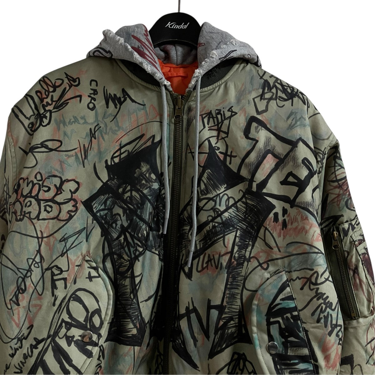 MOWALOLA フーデッドナイロンボンバージャケット 古着・中古-2枚目のアイテム画像
