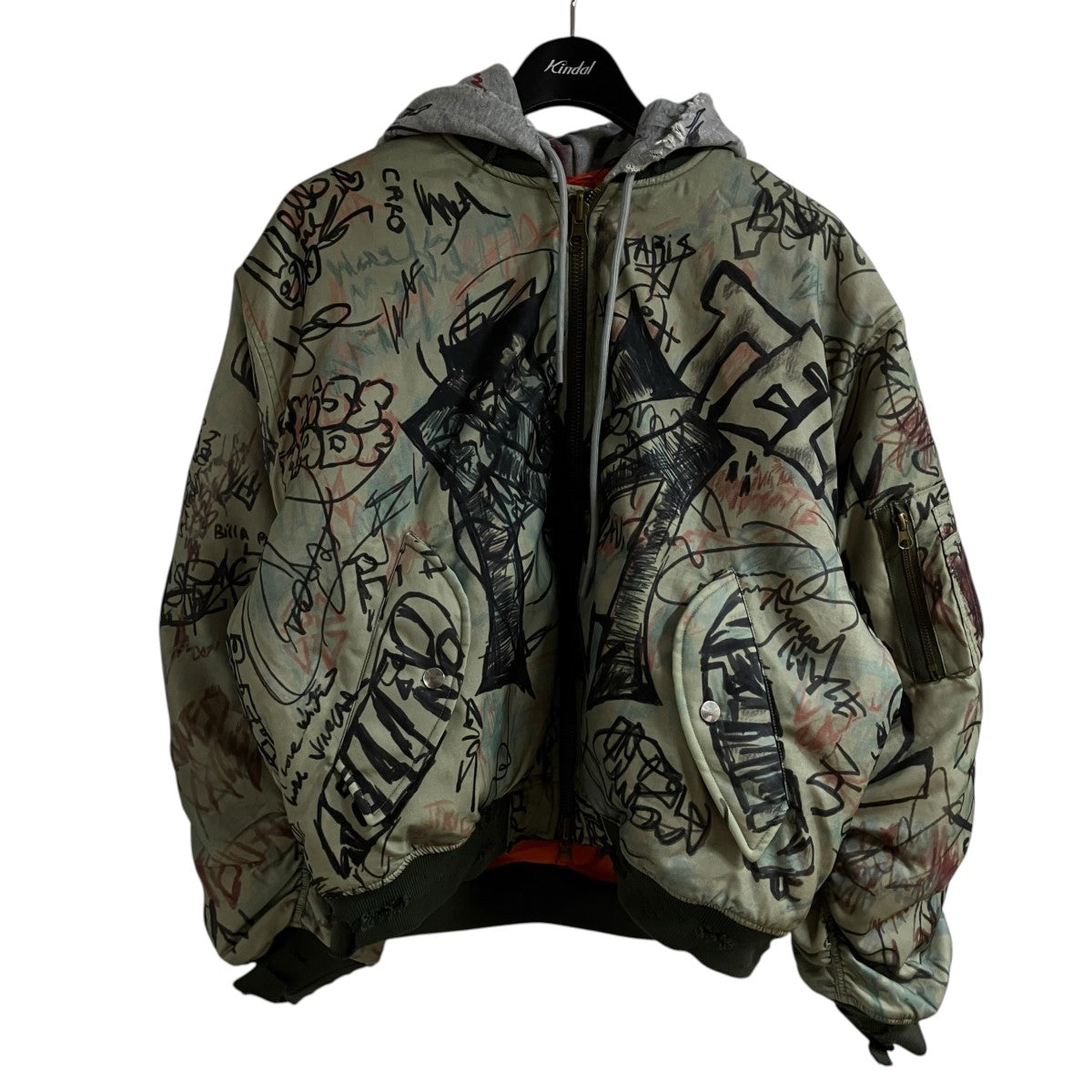 MOWALOLA フーデッドナイロンボンバージャケット 古着・中古-1枚目のアイテム画像