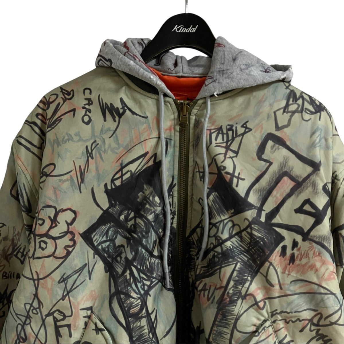 MOWALOLA フーデッドナイロンボンバージャケット 古着・中古-2枚目のアイテム画像