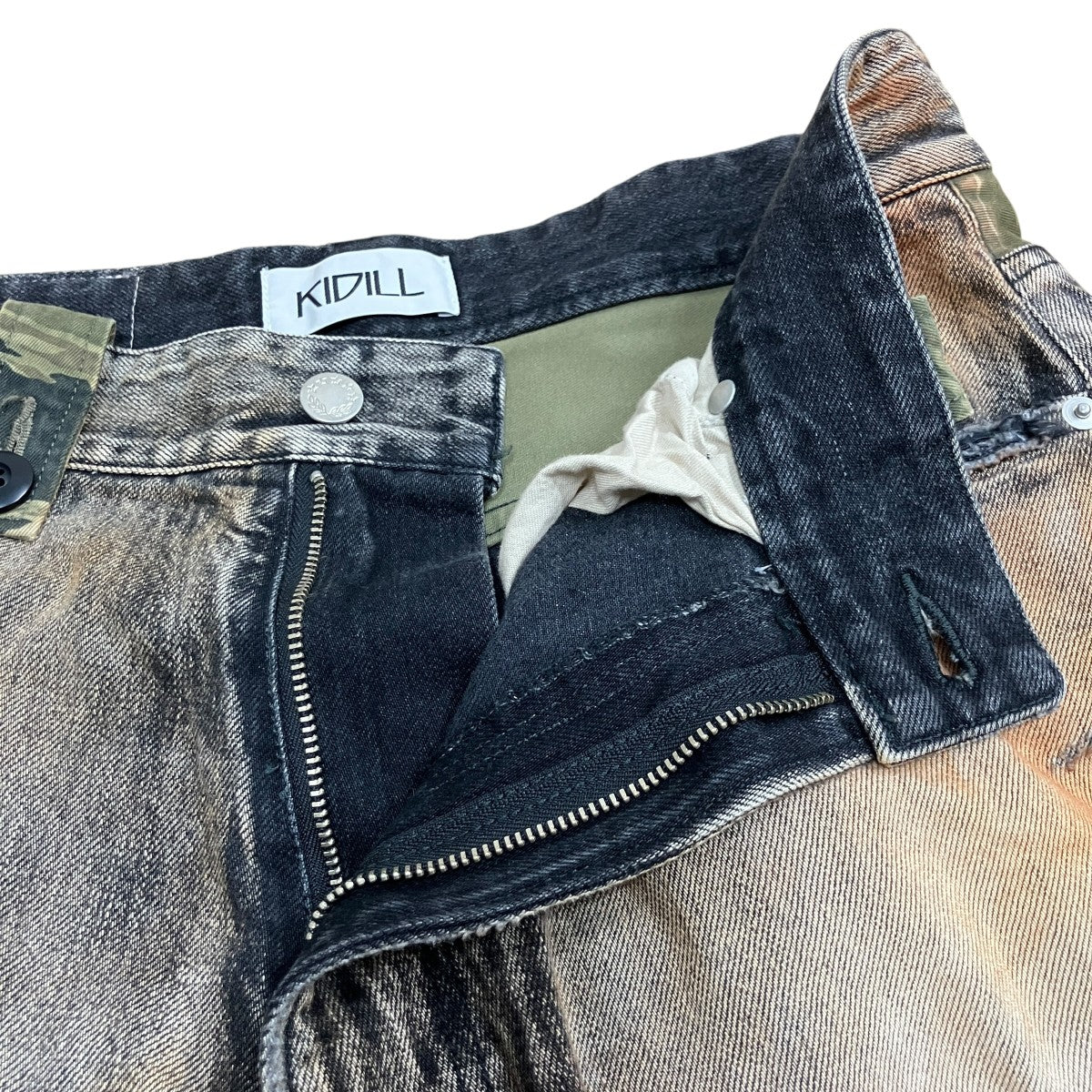 KIDILL(キディル) デストロイ加工デニムパンツ KL864 グレー×ブラウン