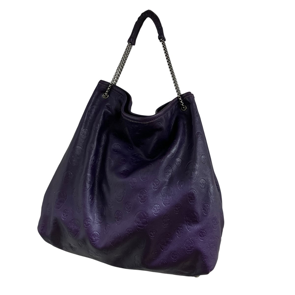 ALEXANDER McQUEEN スカルエンボス加工チェーンハンドルバッグ 古着・中古-1枚目のアイテム画像