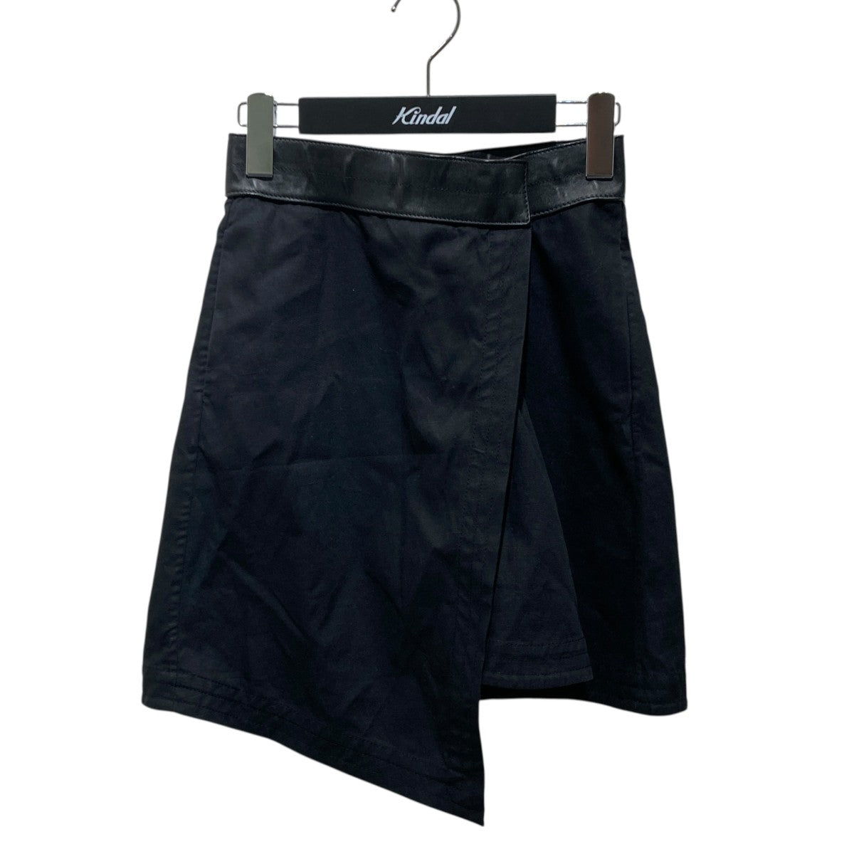 22SSCotton Blend Mini SkirtレザースイッチスカートS359Y08X10