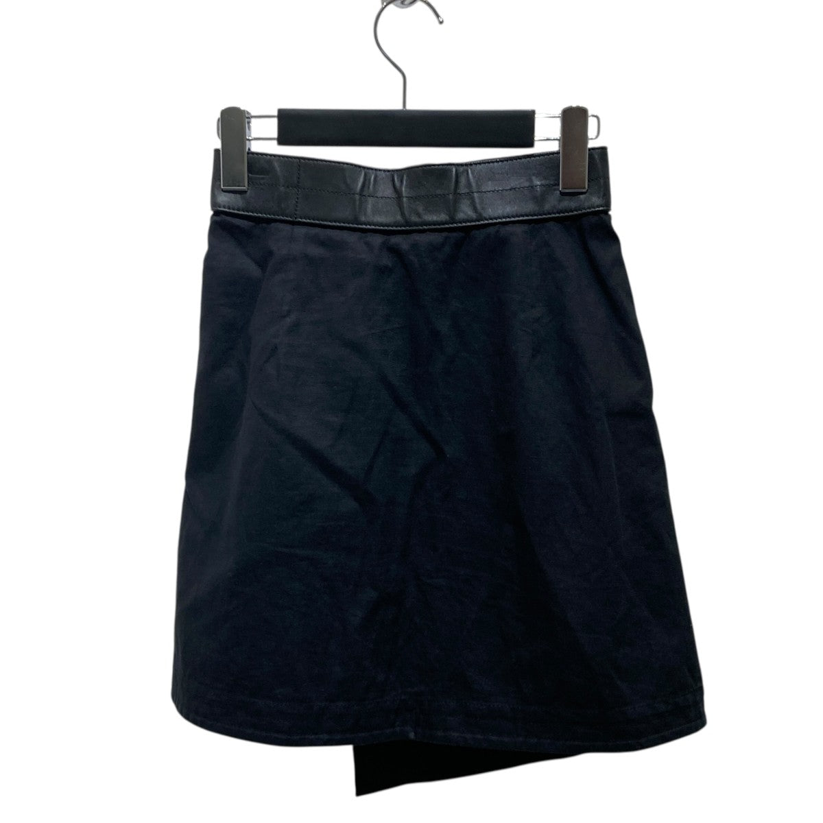 22SSCotton Blend Mini SkirtレザースイッチスカートS359Y08X10