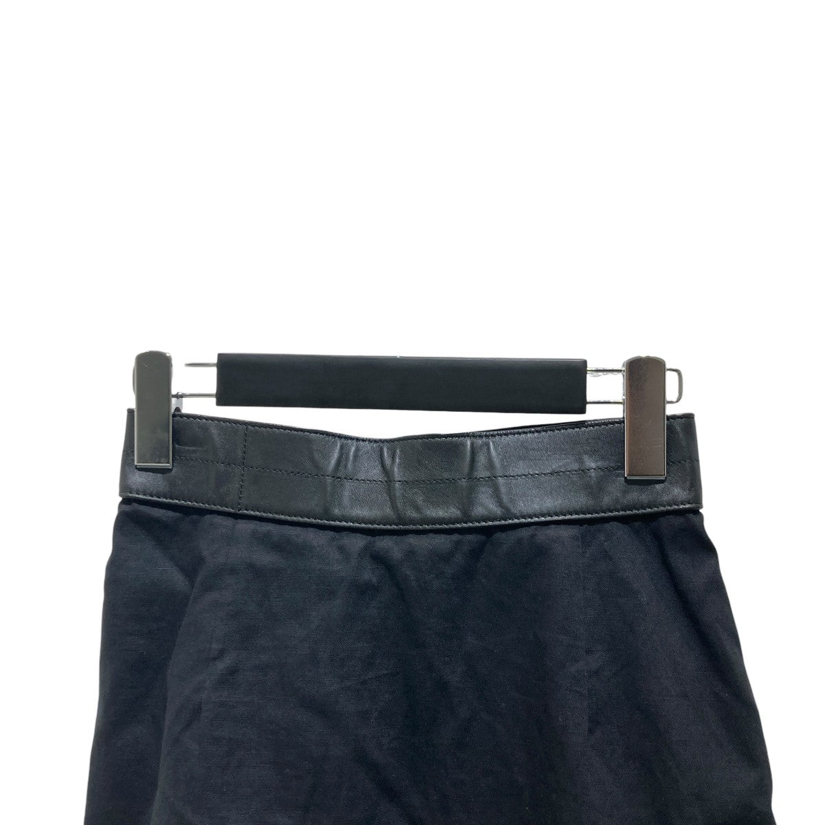 22SSCotton Blend Mini SkirtレザースイッチスカートS359Y08X10