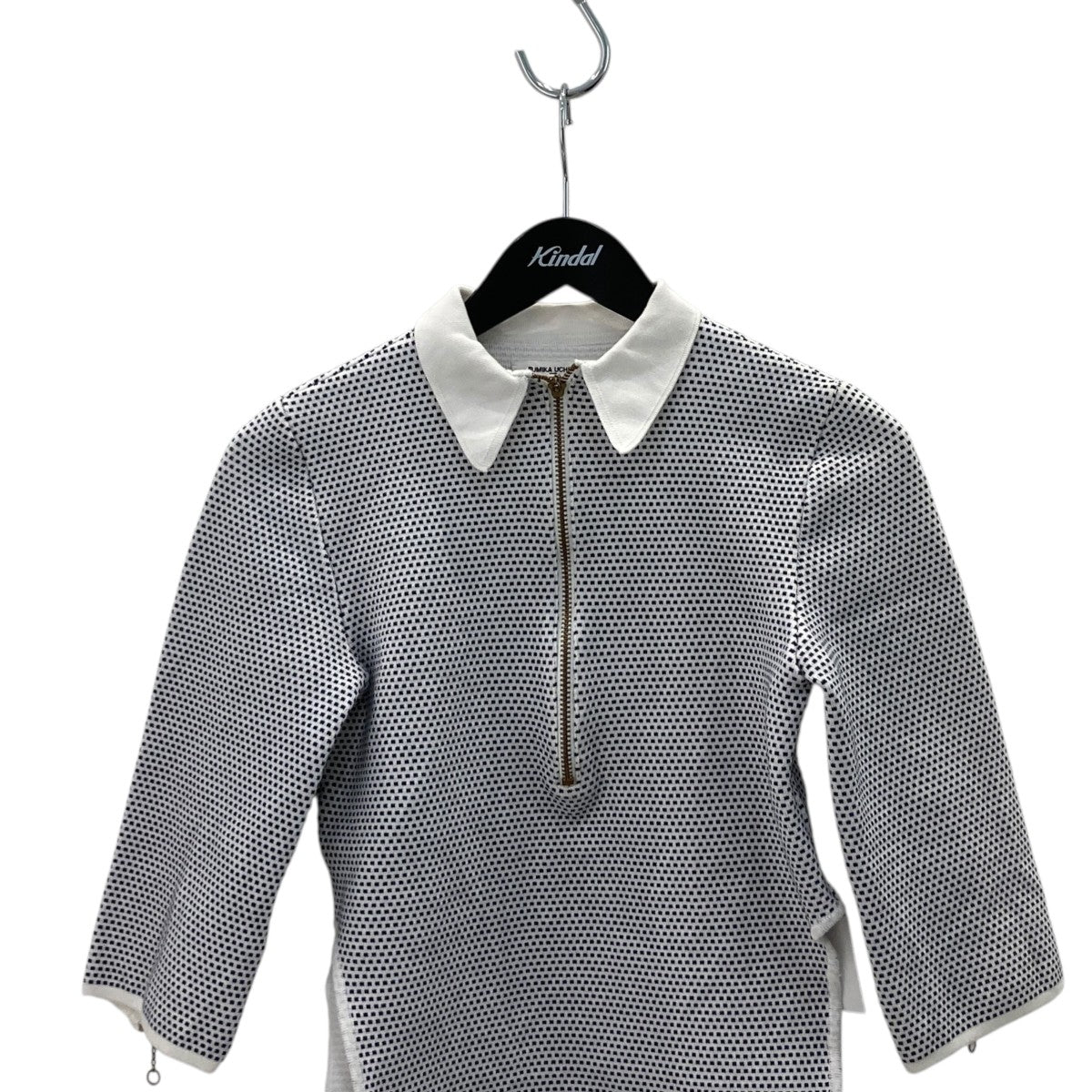SQUARE DOTS JACQUARD HALF ZIP TOP半袖カットソーFU-D-059