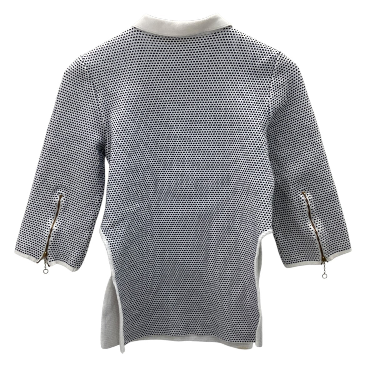 SQUARE DOTS JACQUARD HALF ZIP TOP半袖カットソーFU-D-059