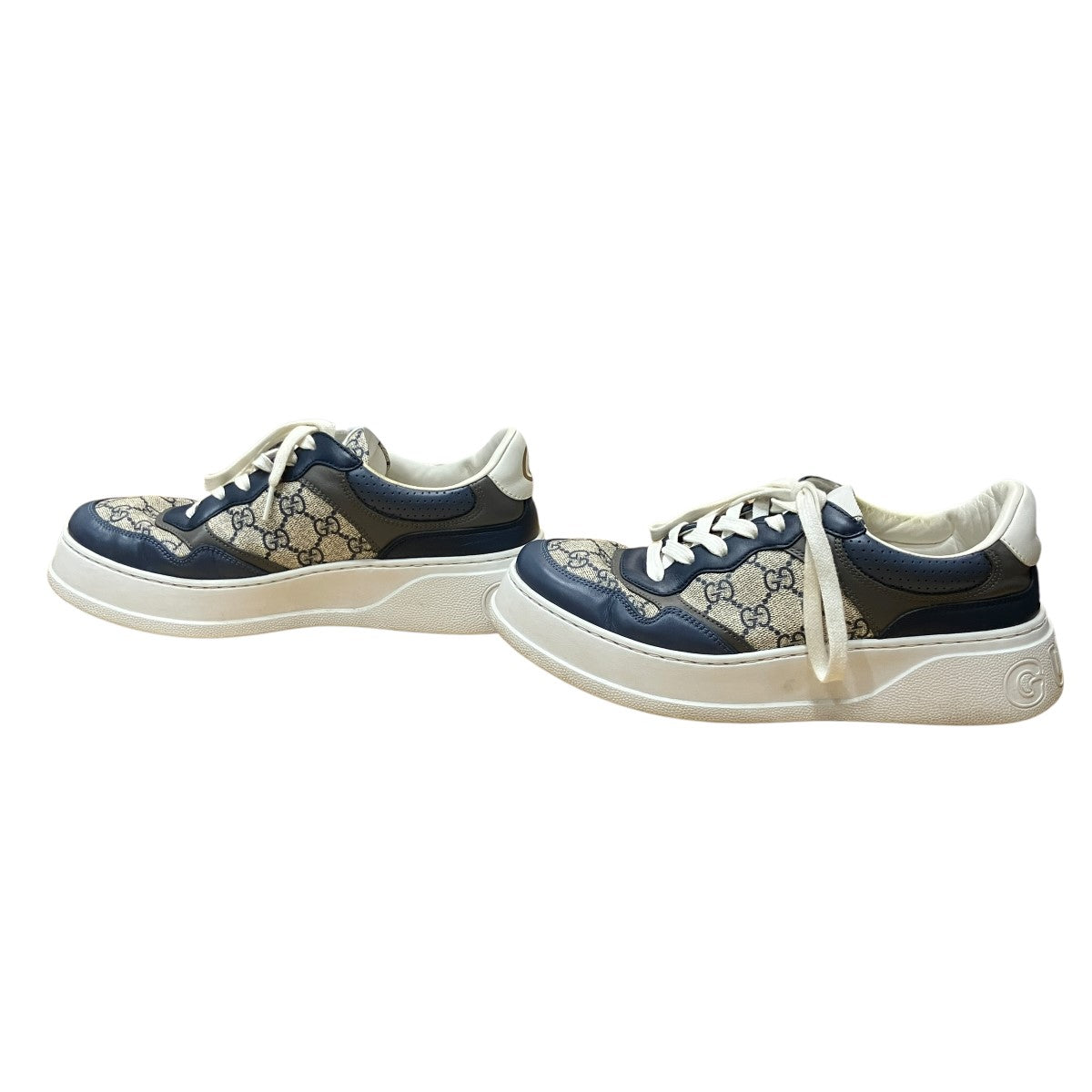 GUCCI(グッチ) ローカットスニーカー 669582 ホワイト×ネイビー サイズ