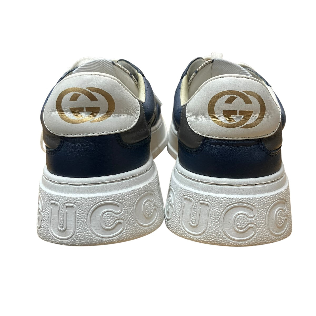 GUCCI(グッチ) ローカットスニーカー 669582 ホワイト×ネイビー サイズ