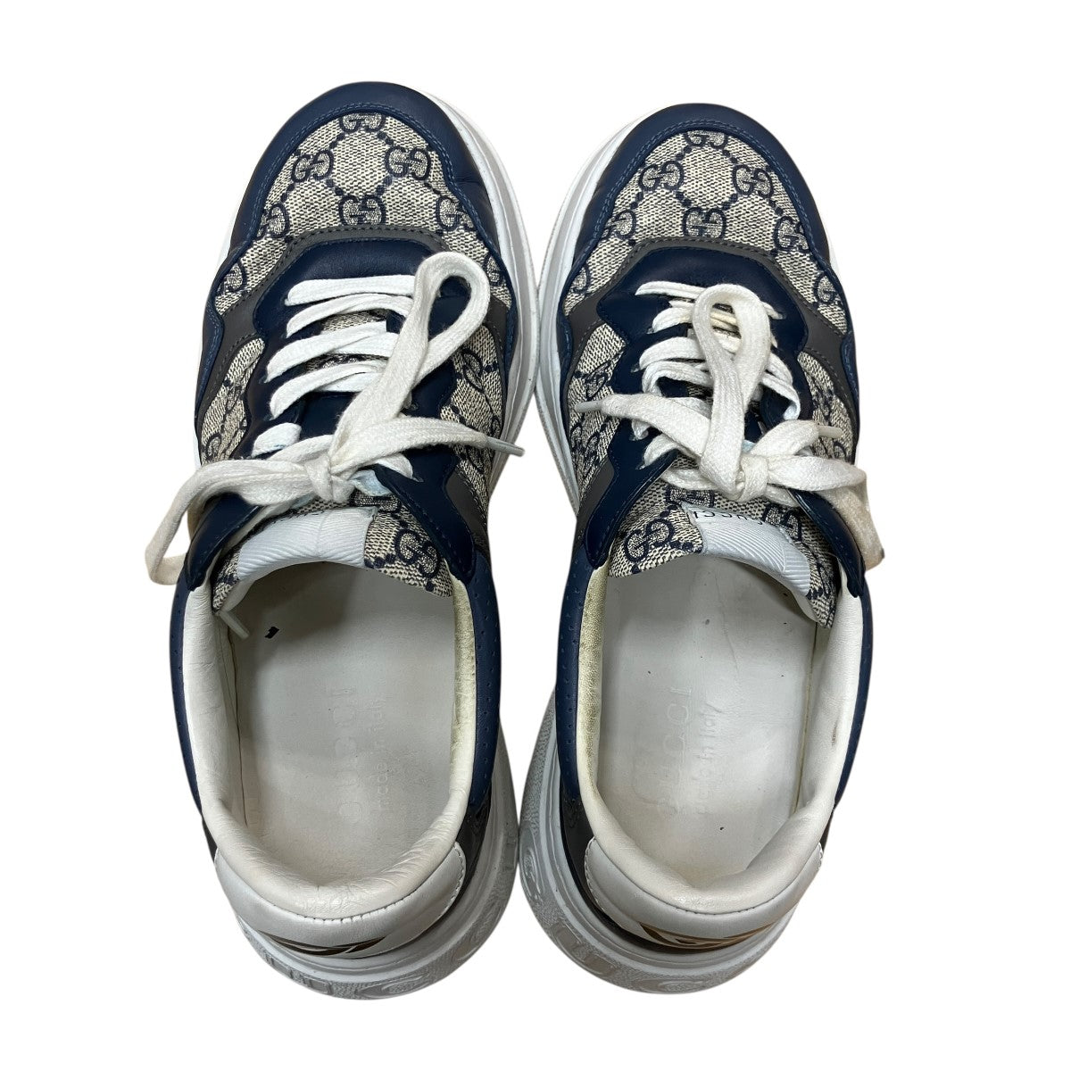 GUCCI(グッチ) ローカットスニーカー 669582 ホワイト×ネイビー サイズ