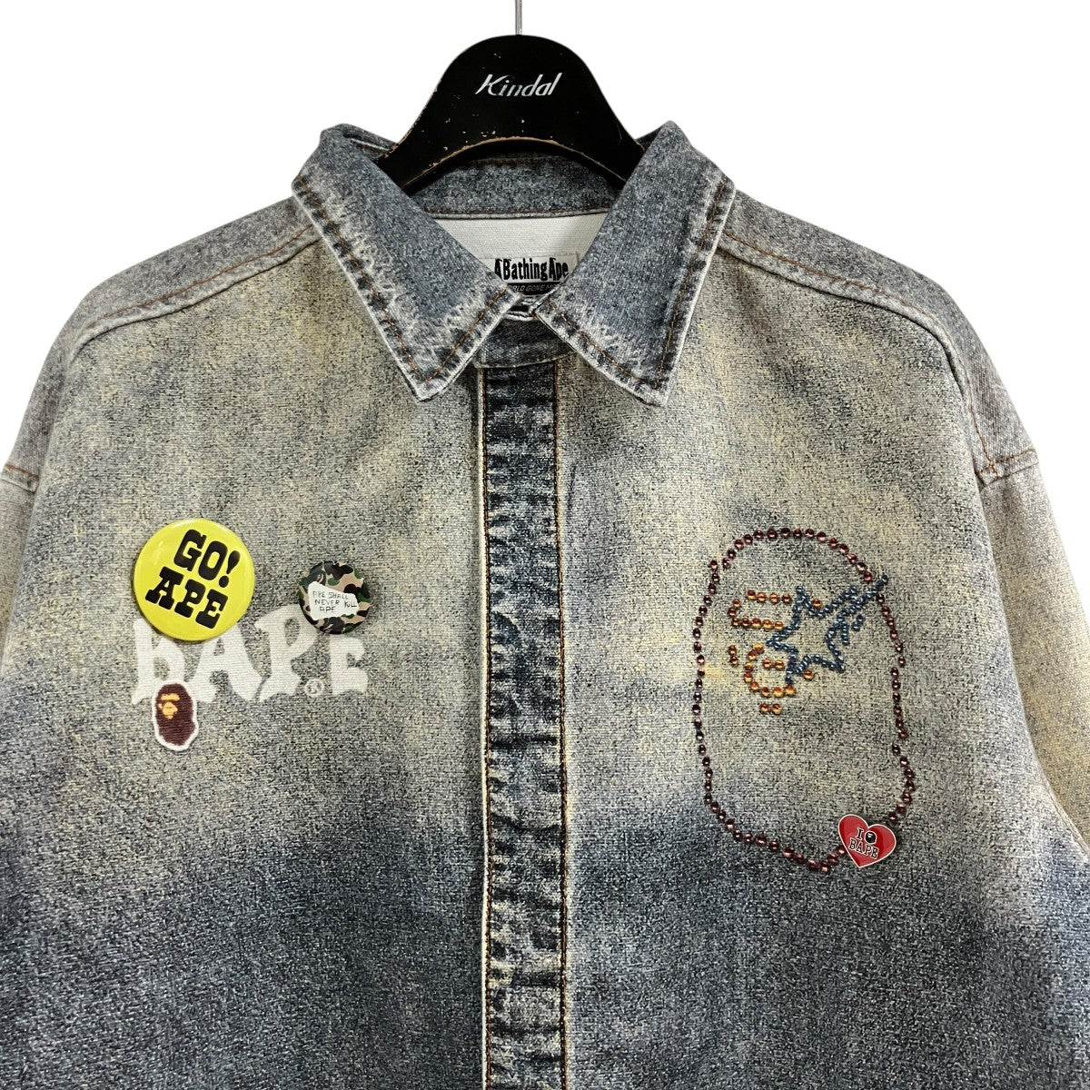 FAKE PRINT MULTI LOGO DENIM CROPPED SHIRT 転写デニムクロップドジャケット