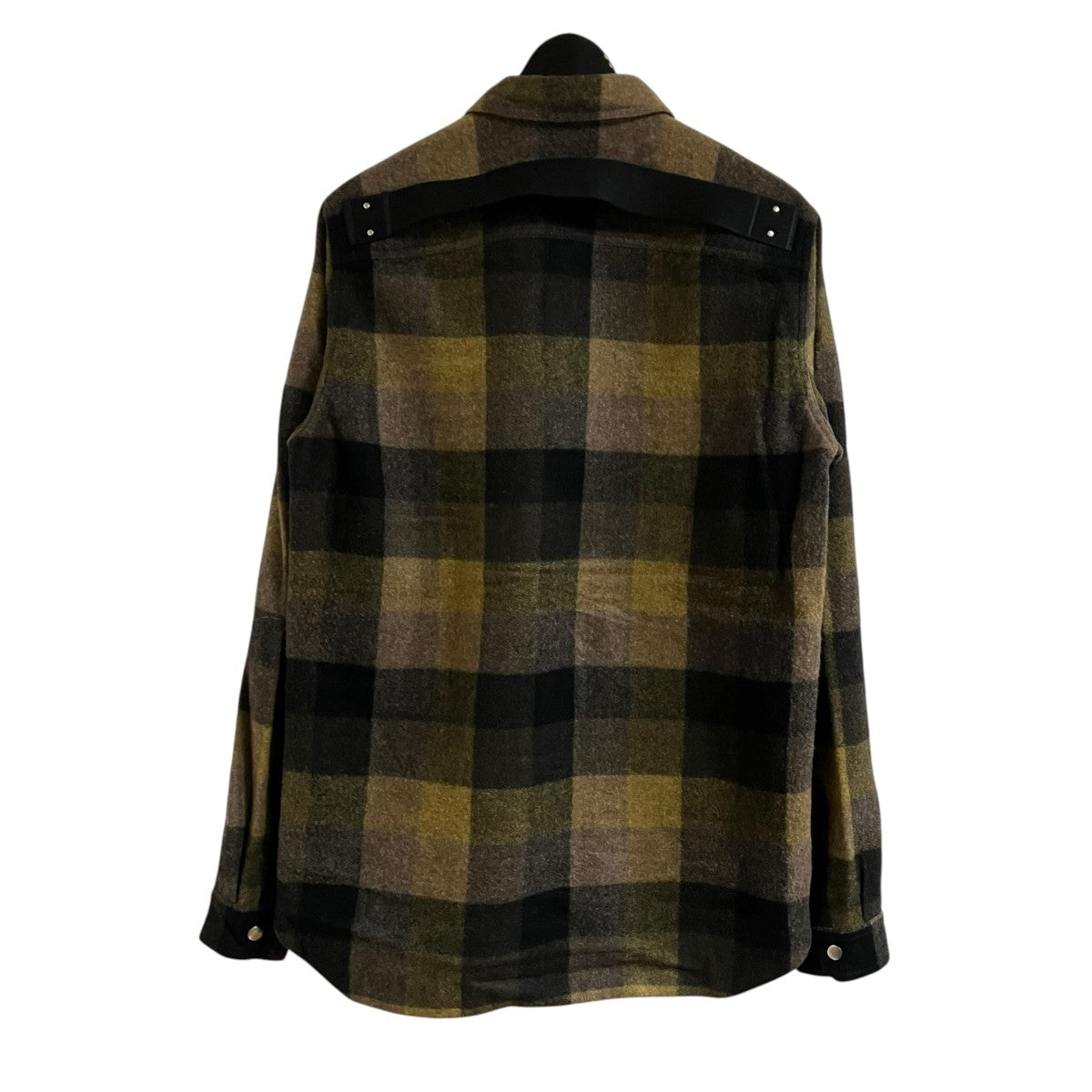 RICK OWENS ウールチェックアウターシャツ 古着・中古-3枚目のアイテム画像