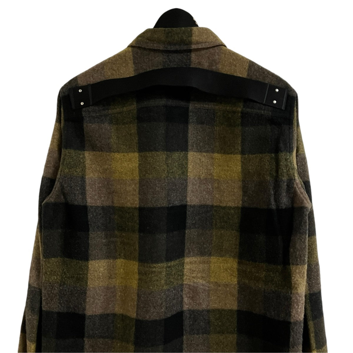 RICK OWENS ウールチェックアウターシャツ 古着・中古-4枚目のアイテム画像
