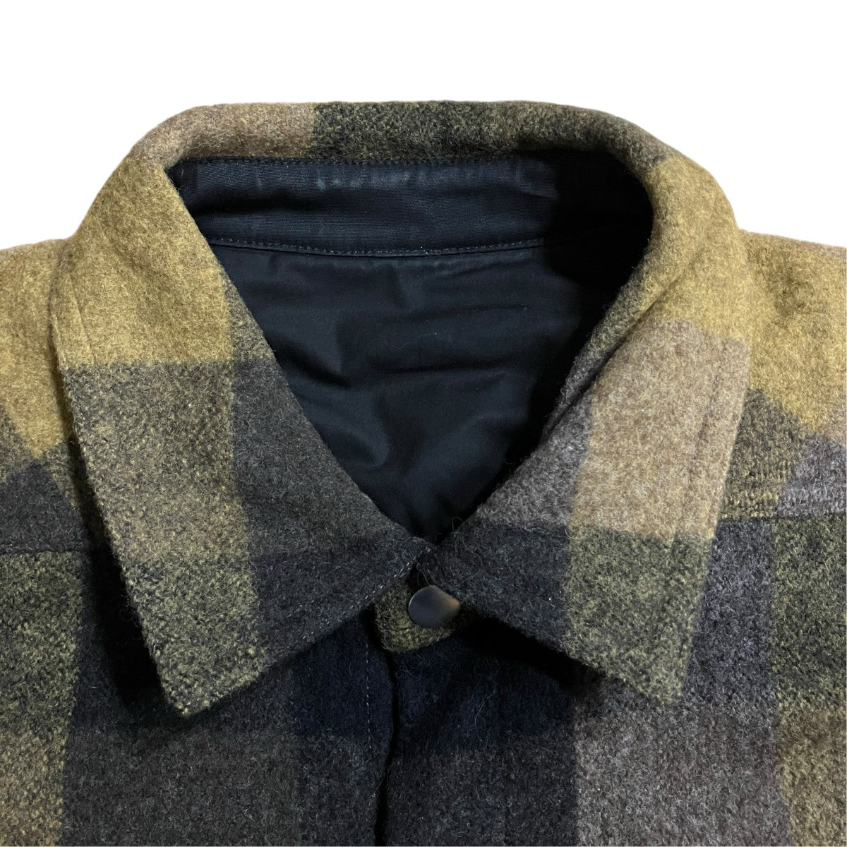 RICK OWENS ウールチェックアウターシャツ 古着・中古-5枚目のアイテム画像
