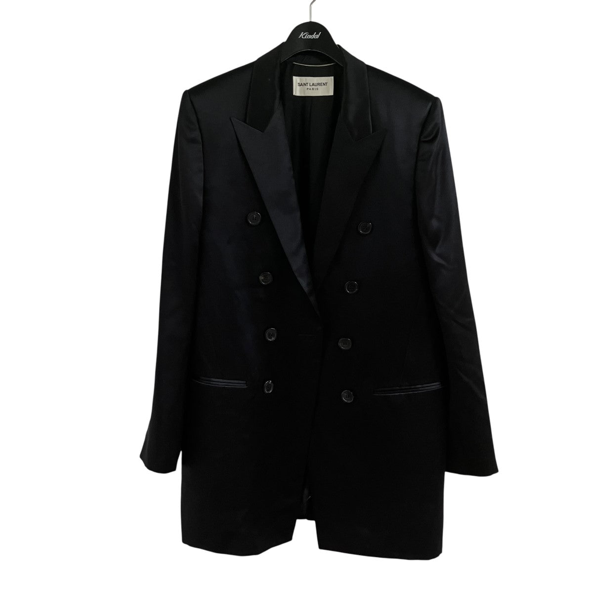 ダブルブレストサテンシルクロングジャケット