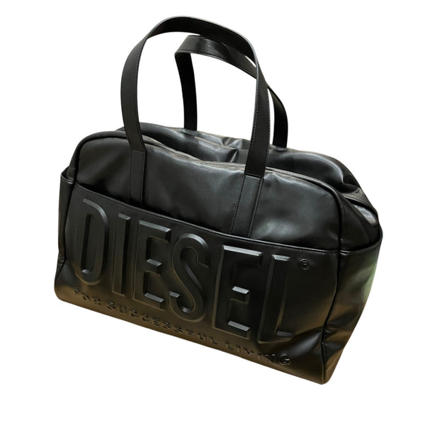 【美品】DIESEL ディーゼル ボストンバッグ ブラック ハンドバッグ DIESEL(ディーゼル) ロゴエンボスボストンバッグ ブラック サイズ