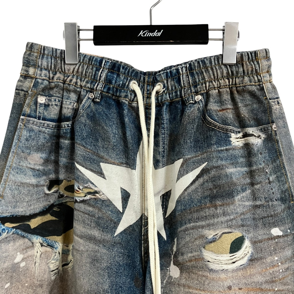 ダメージ加工プリントショートパンツ