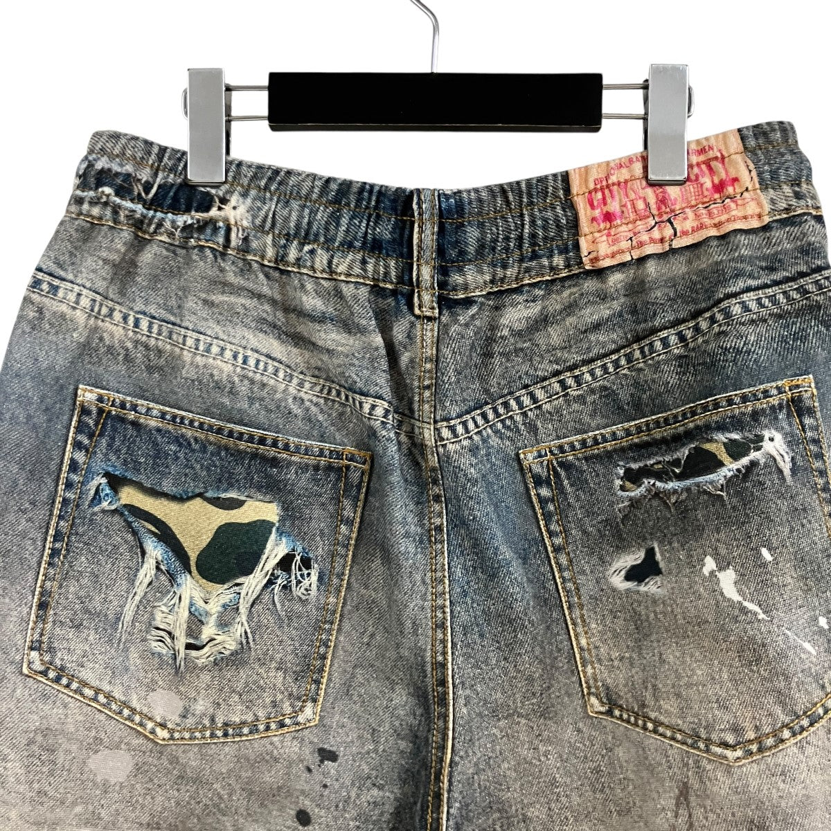 ダメージ加工プリントショートパンツ