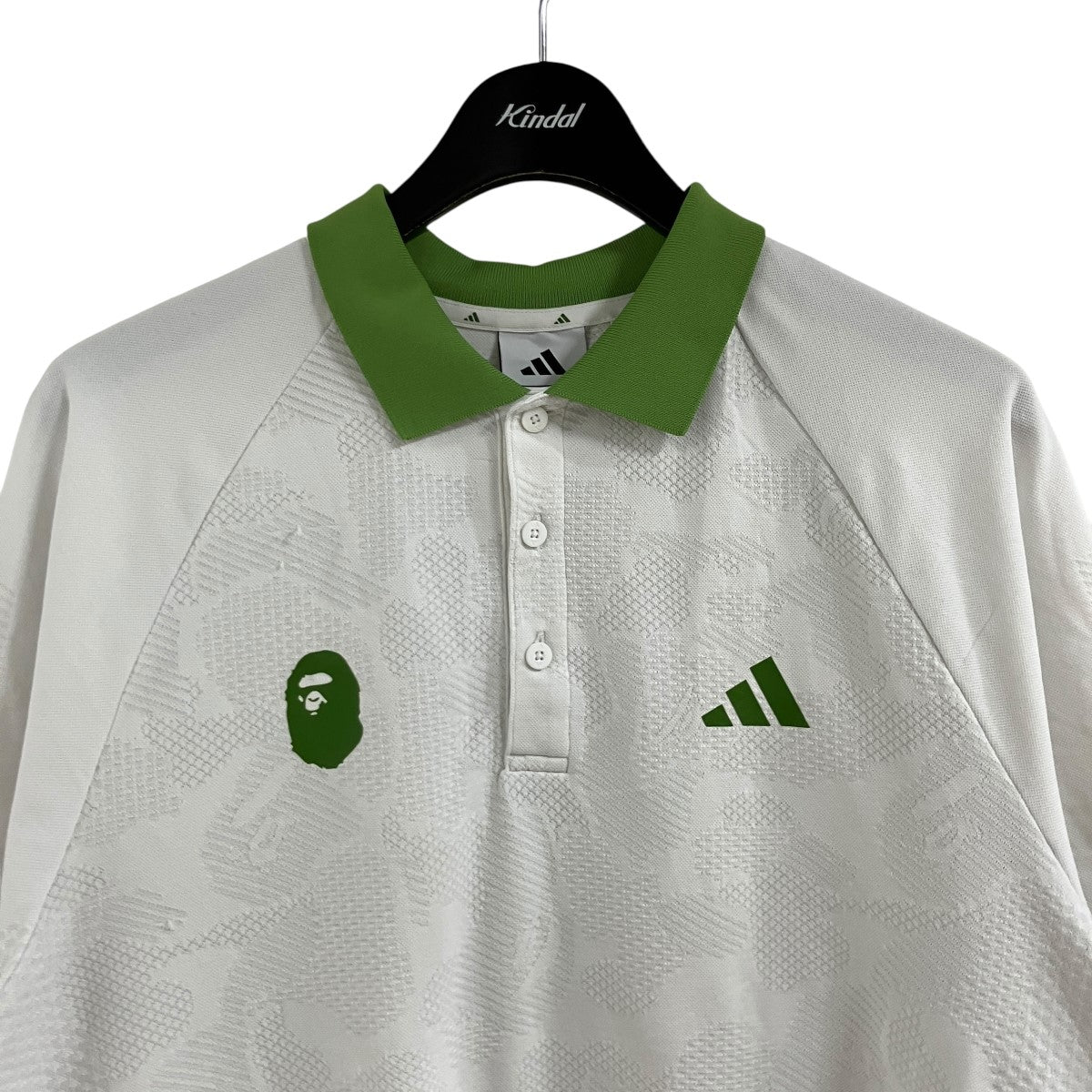 A BATHING APE×adidas ポロシャツ グリーン×ホワイト サイズ L｜【公式