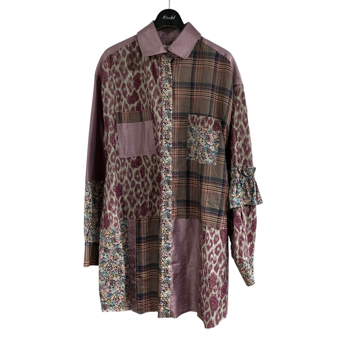 パッチワークロングシャツ