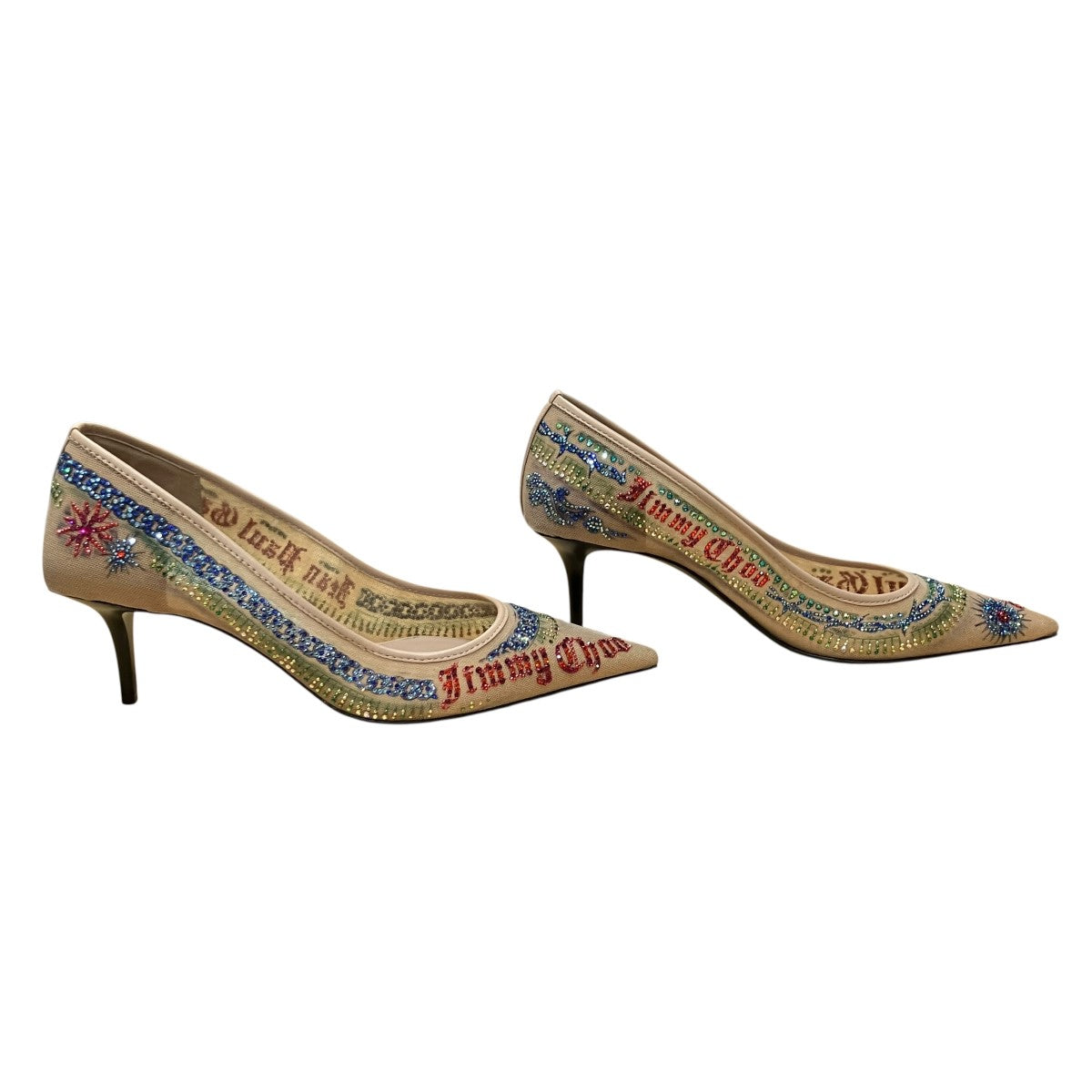 グリッターロゴポインテッドトゥパンプス