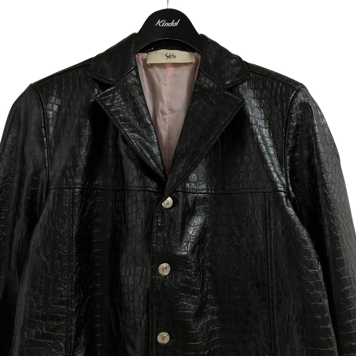 クロコ型押しフェイクレザージャケット